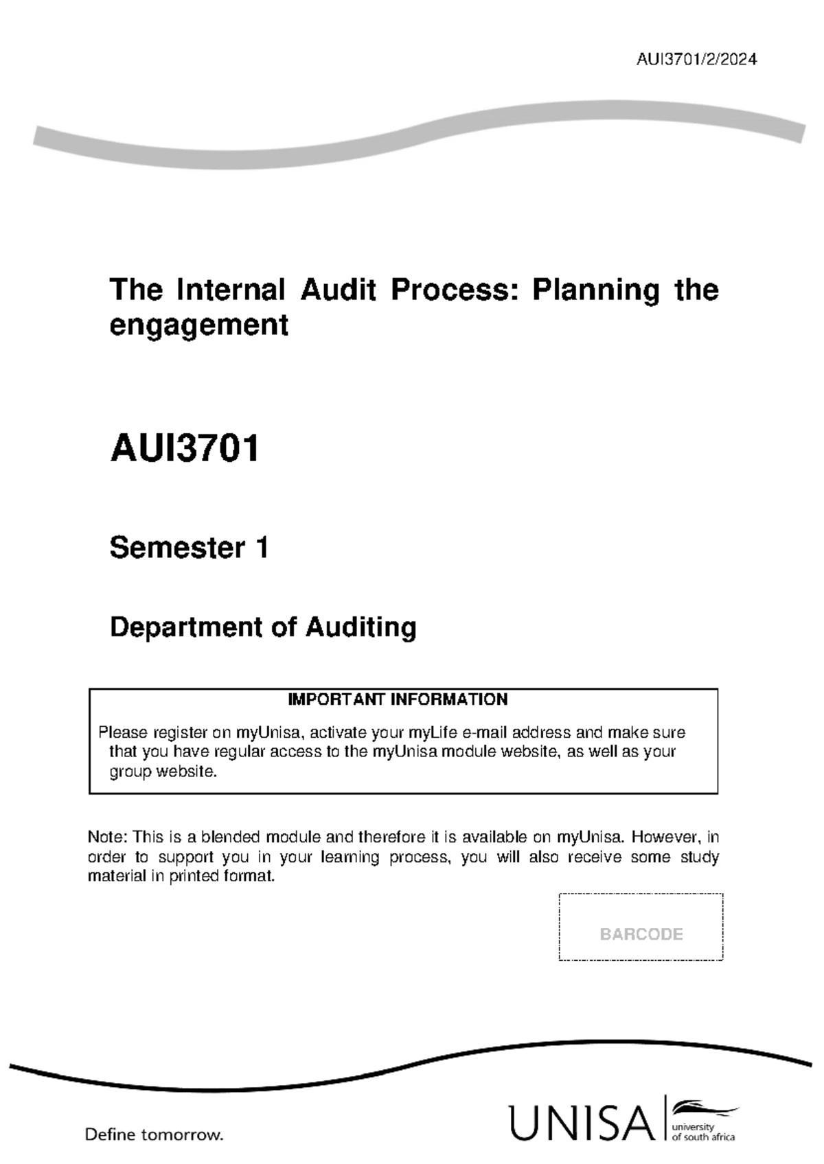 AUI3701 Assignment 02: Internal Audit Process & Engagement Planning ...