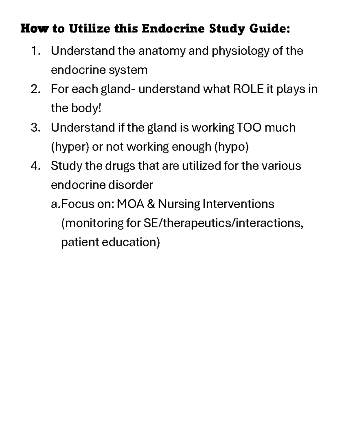 Endocrine Study Guide: Anatomy, Physiology & Medications - Studocu