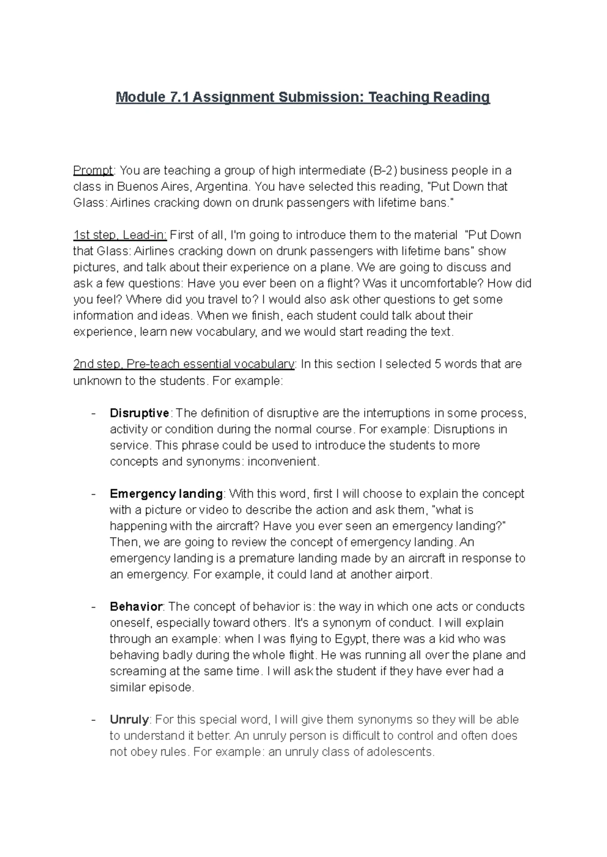 Module 8.1 Speaking - Module 8 Assignment Submission : Teaching ...