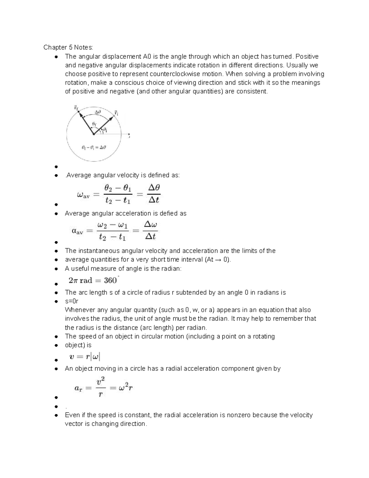 Exam 2 Notes: Angular Motion & Circular Dynamics (Physics 101) - Studocu