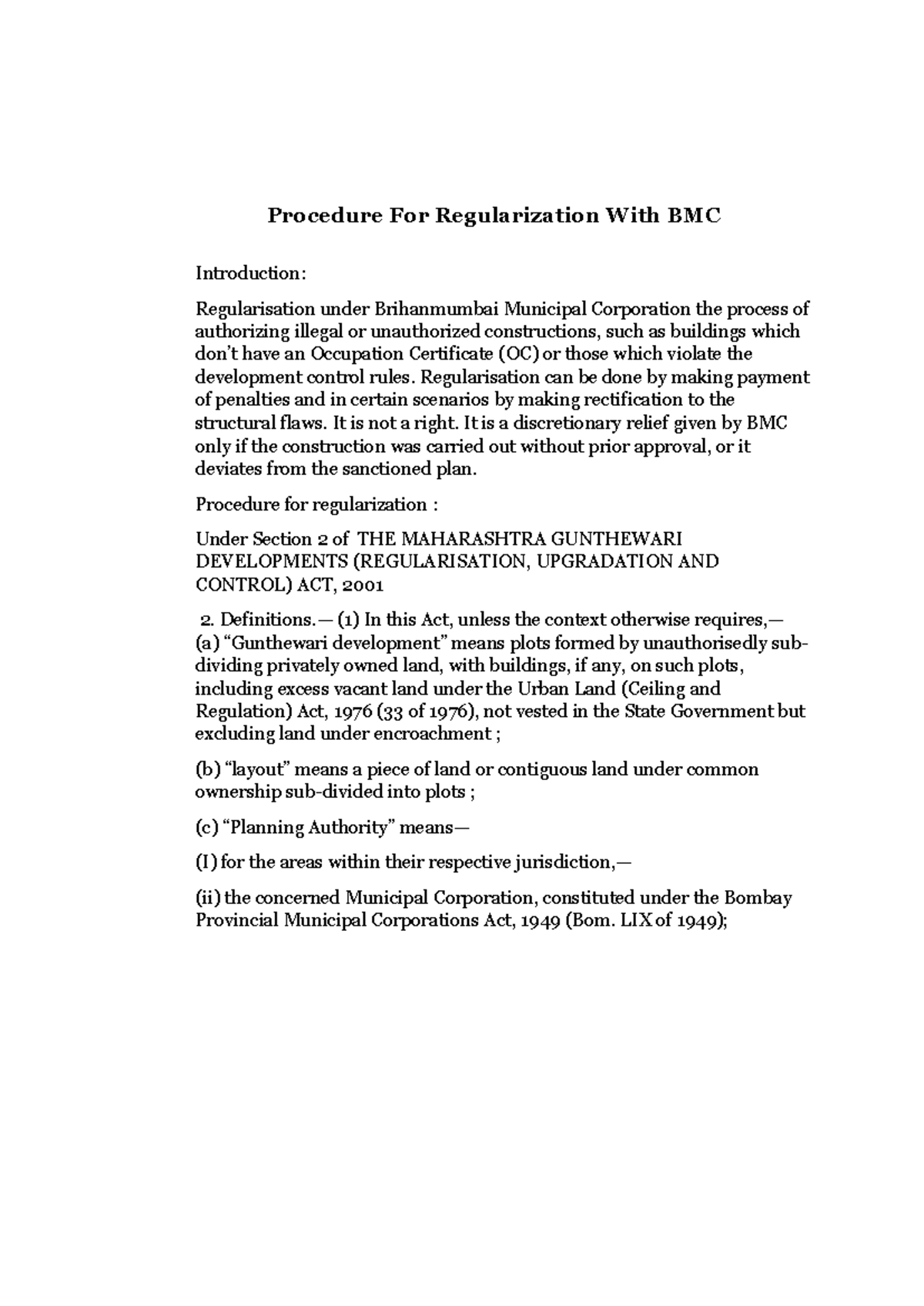 BMC Regularization Procedure: Understanding Unauthorized Constructions ...