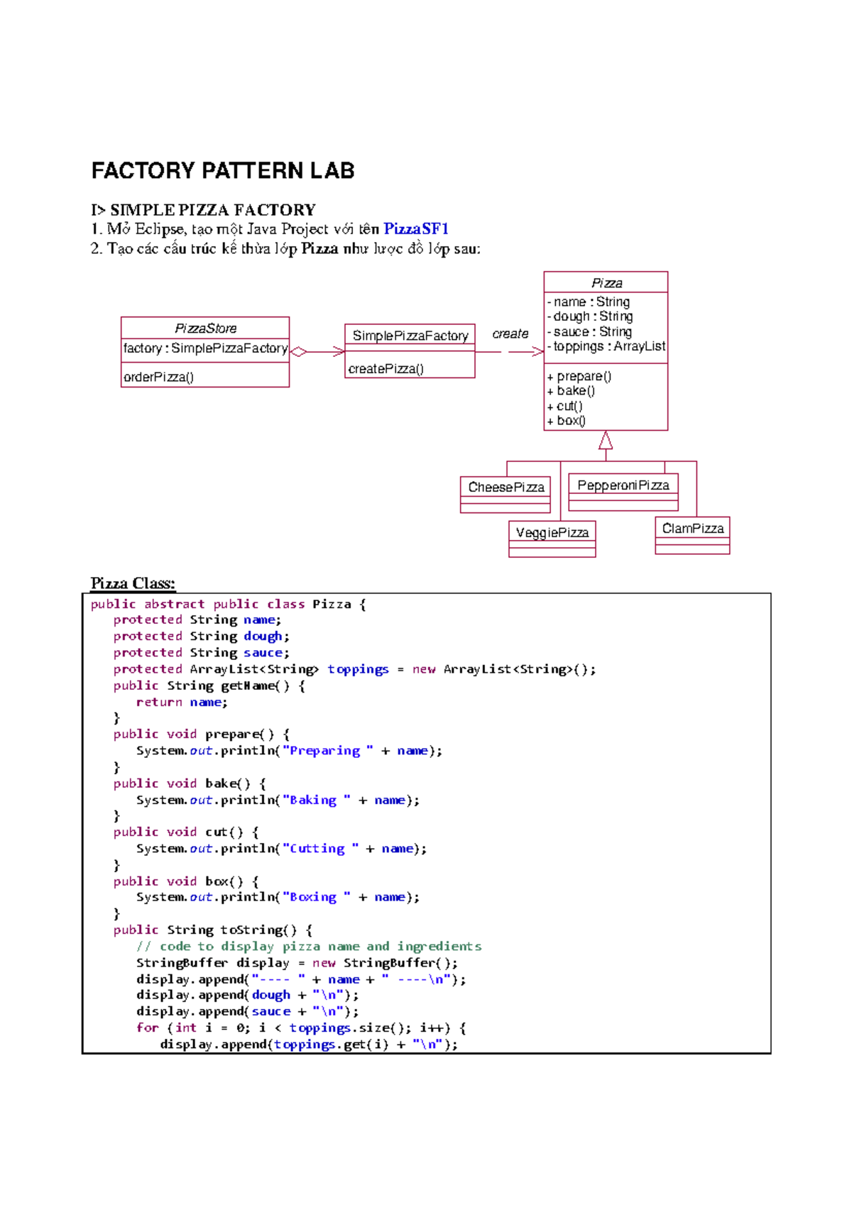 Lab6-Factory Pattern - TKHDT - FACTORY PATTERN LAB I> SIMPLE PIZZA ...