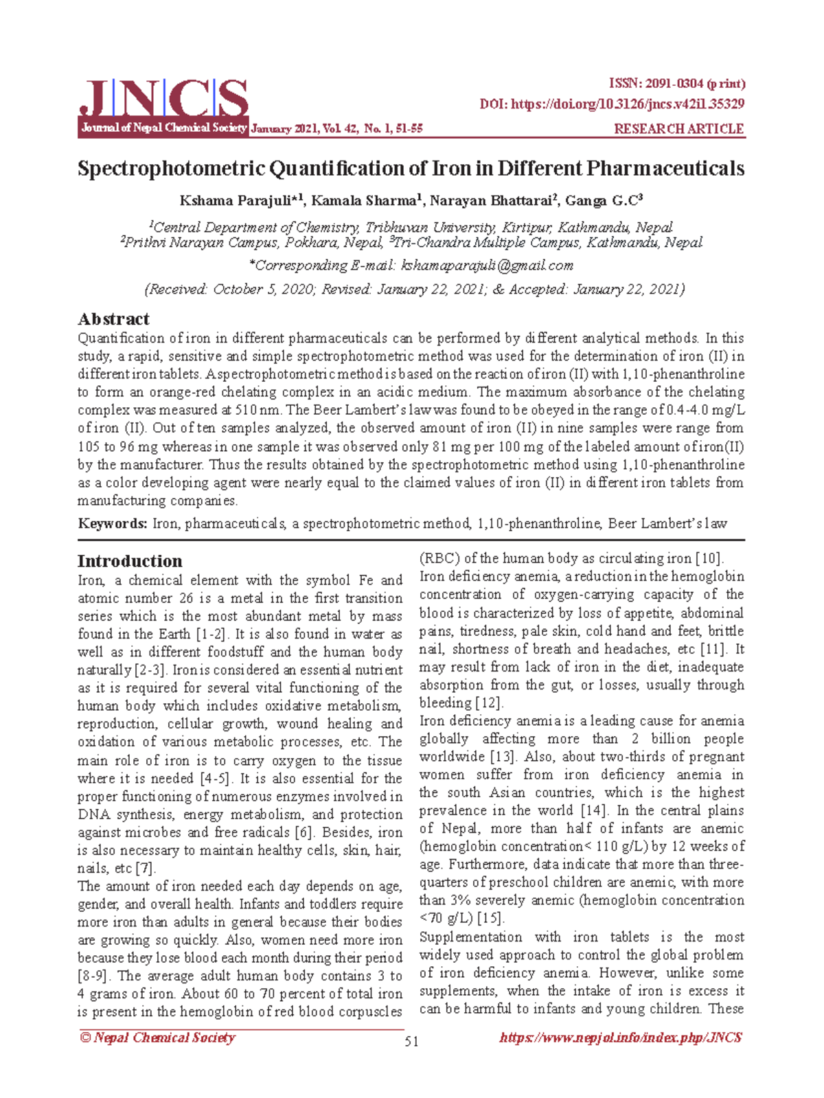 Spectrophotometric Analysis of Iron Content in Pharmaceuticals - Studocu