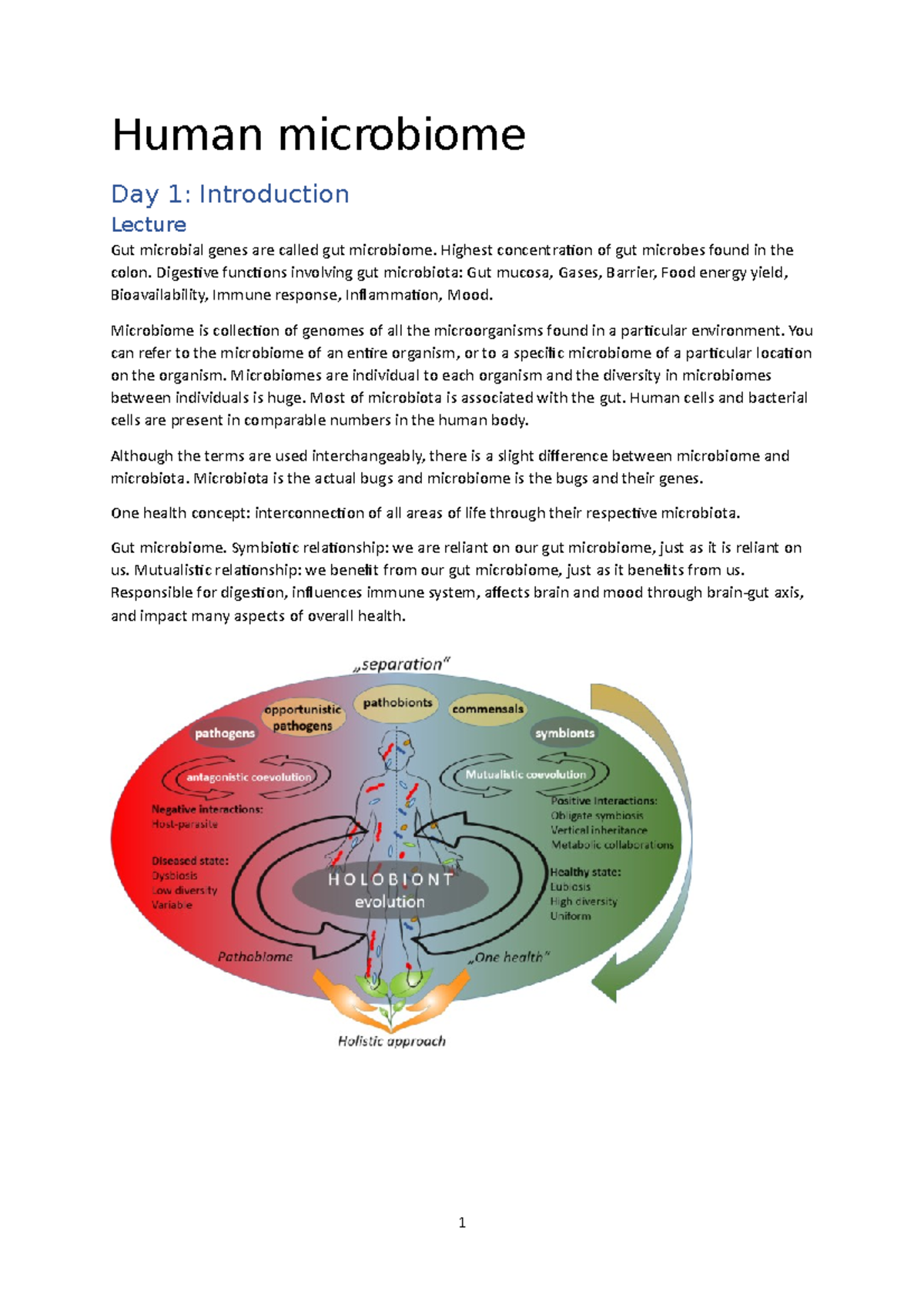 Summary of Human Microbiome: Lecture Notes on Gut Health - Studeersnel
