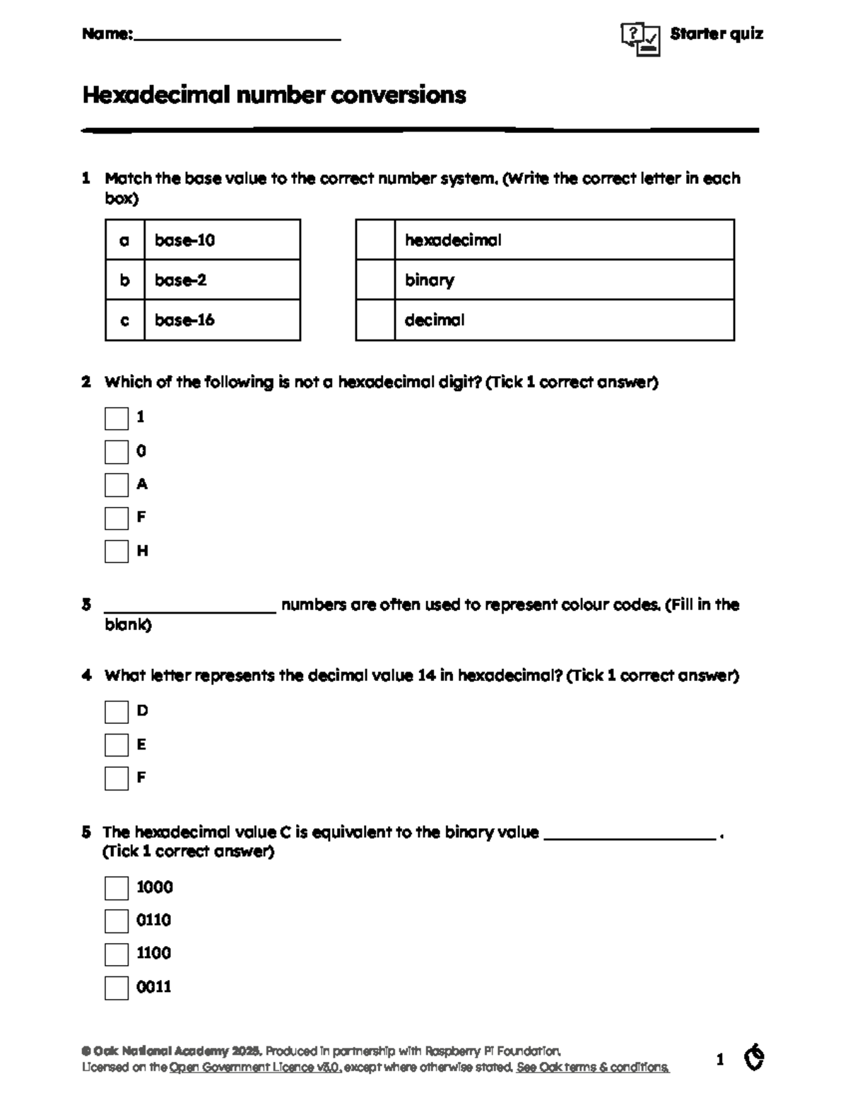 Starter Quiz: Hexadecimal Number Conversions (CS101) - Studocu