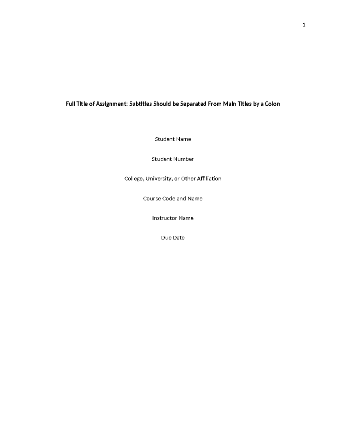 APA Format Template Guidelines for Assignment Preparation - Studocu