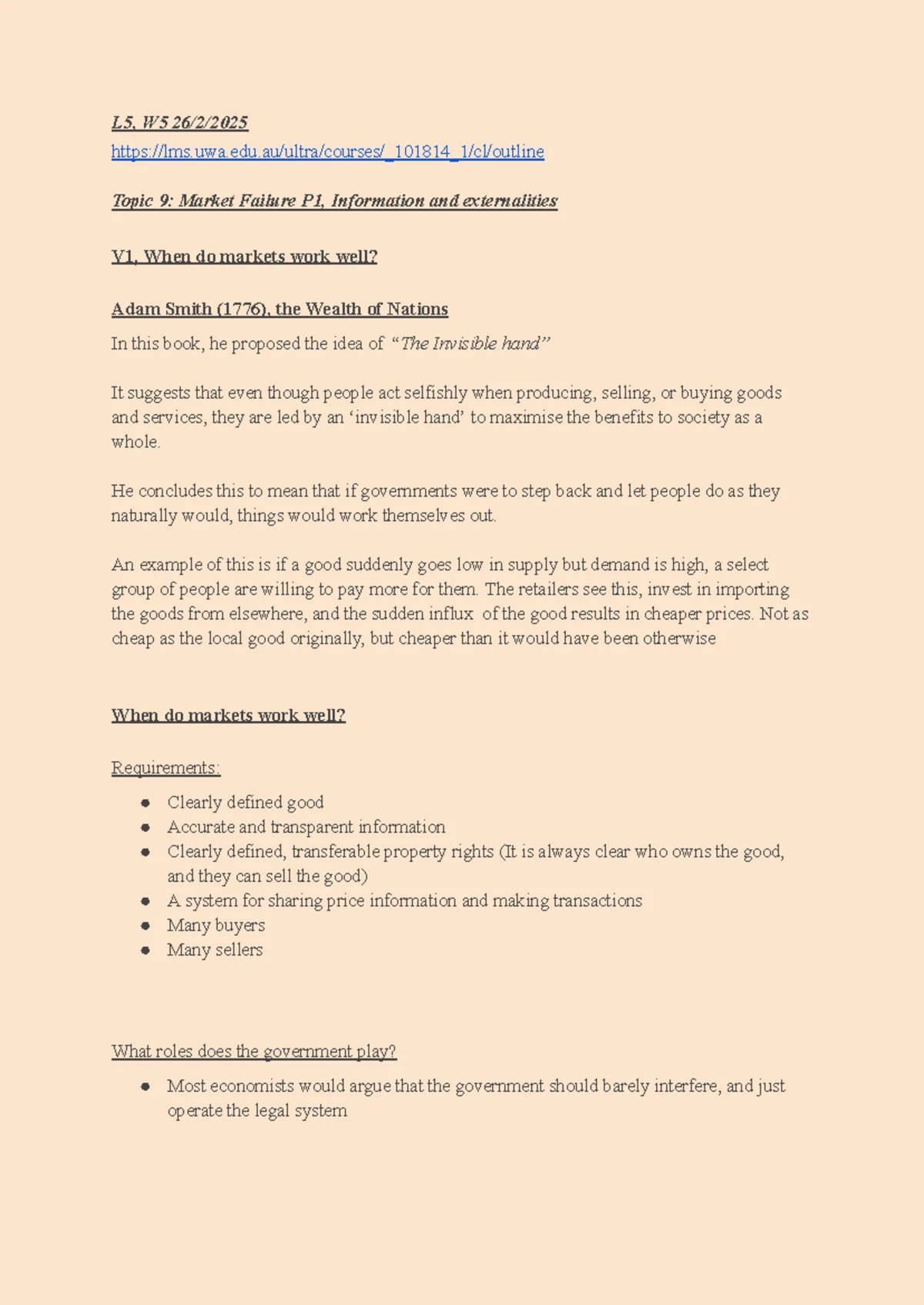 ECON1120 - Market Failure & Government Intervention: Key Concepts - Studocu