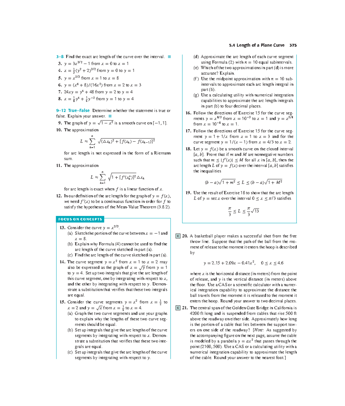 Calculus Anton C05: Arc Length Approximations & Integrals (Pages 397 ...