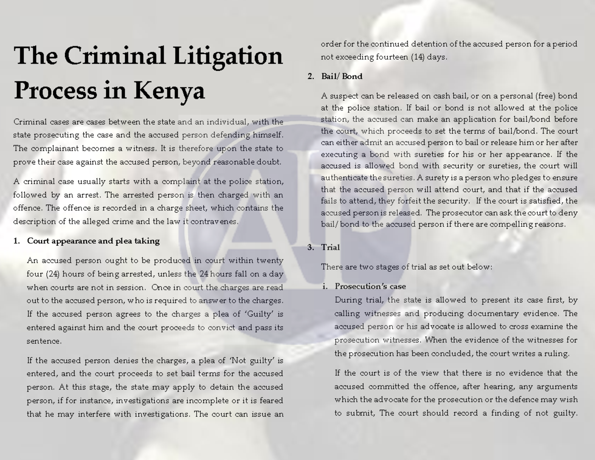 Criminal Litigation Process in Kenya: Key Stages Explained - Studocu