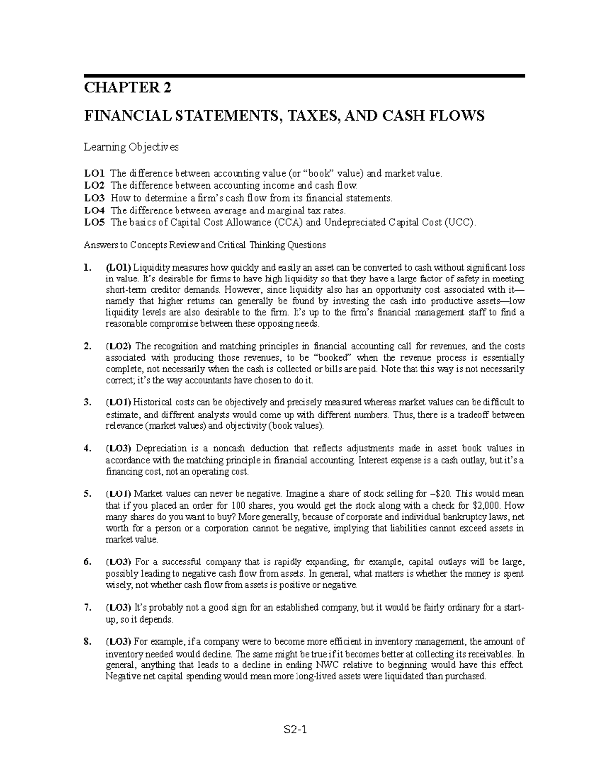Ross FCF 8ce SM Chapter 2: Financial Statements & Cash Flows Insights ...
