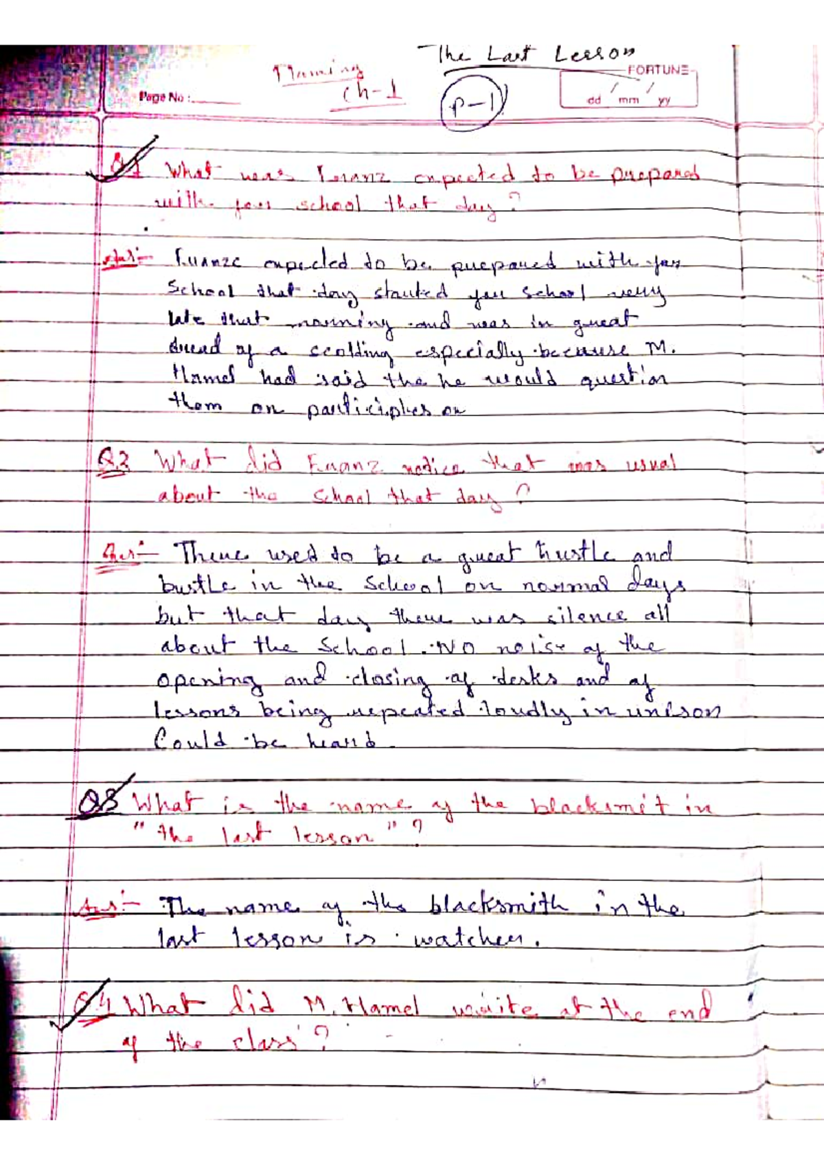 English & Grammar notes pdf - The Last Lerson Flaming FORTUNE Page No ...