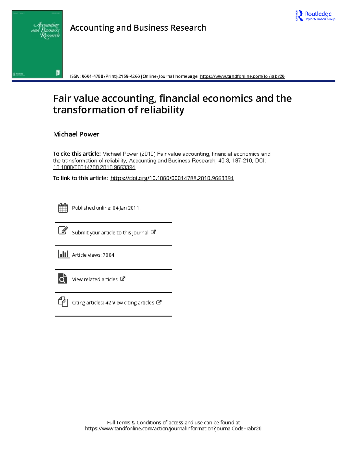 Fair Value Accounting & the Shift in Reliability: Econ Impacts - Studocu