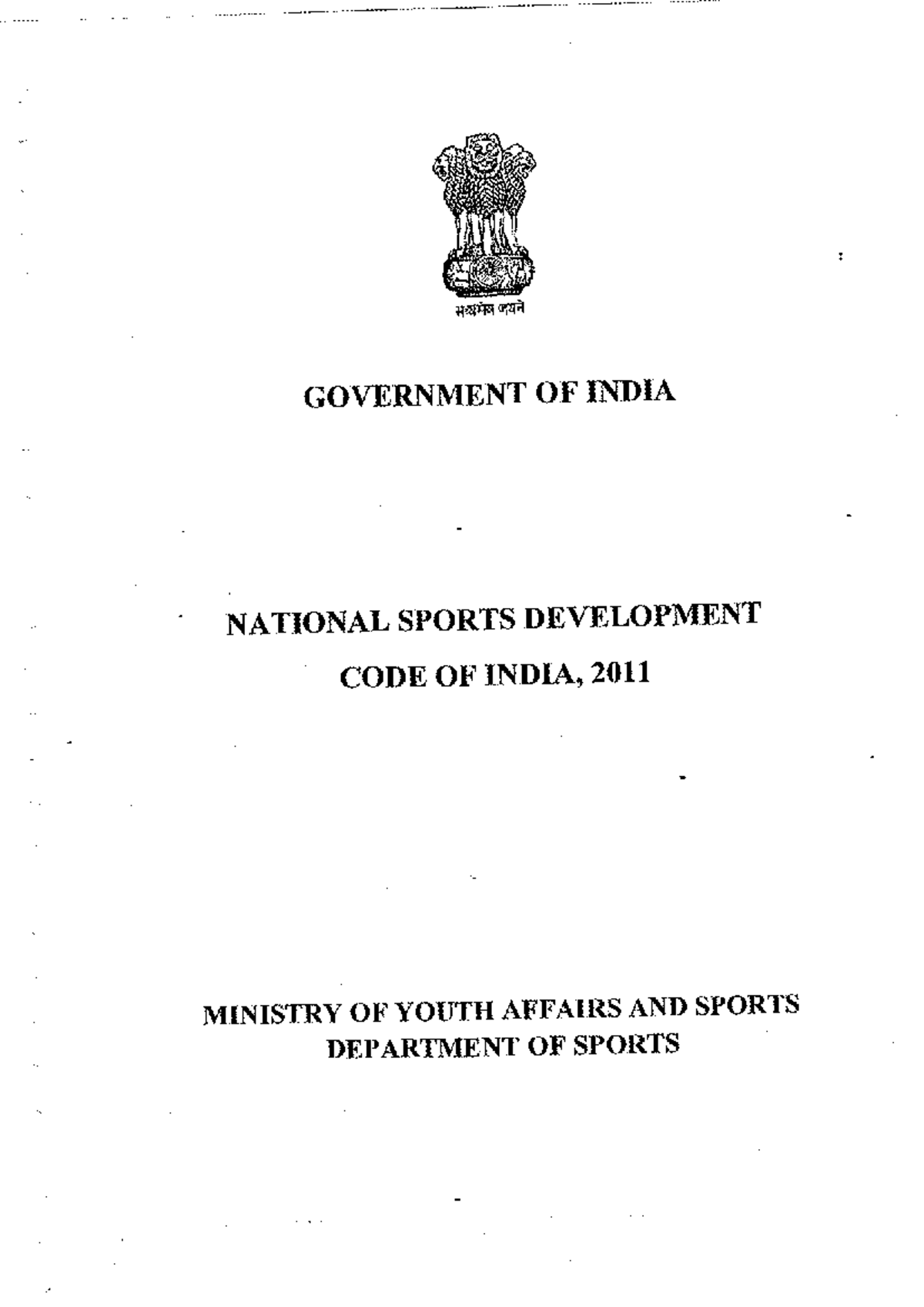 National Sports Code 2011: Guidelines and Proposals for NSFs - Studocu