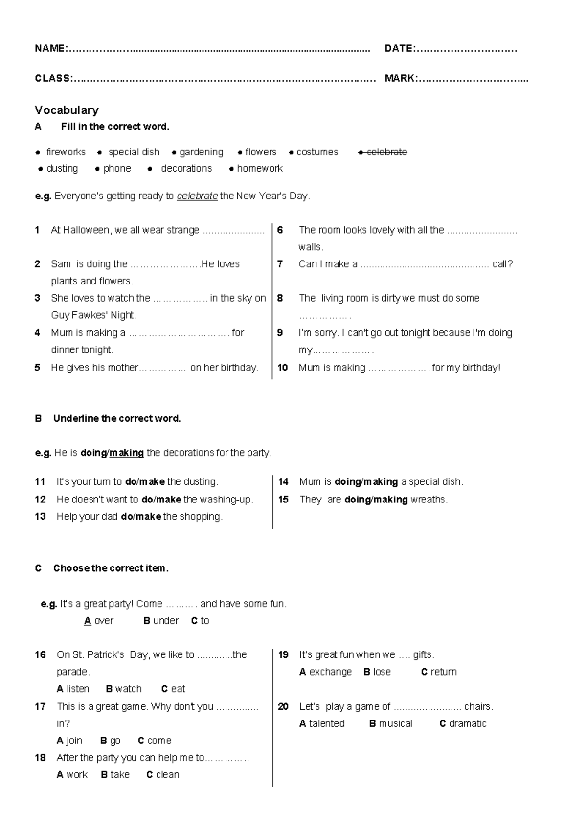 Module 5A - Spotlight 6 Vocabulary Practice and Exercises - Studocu