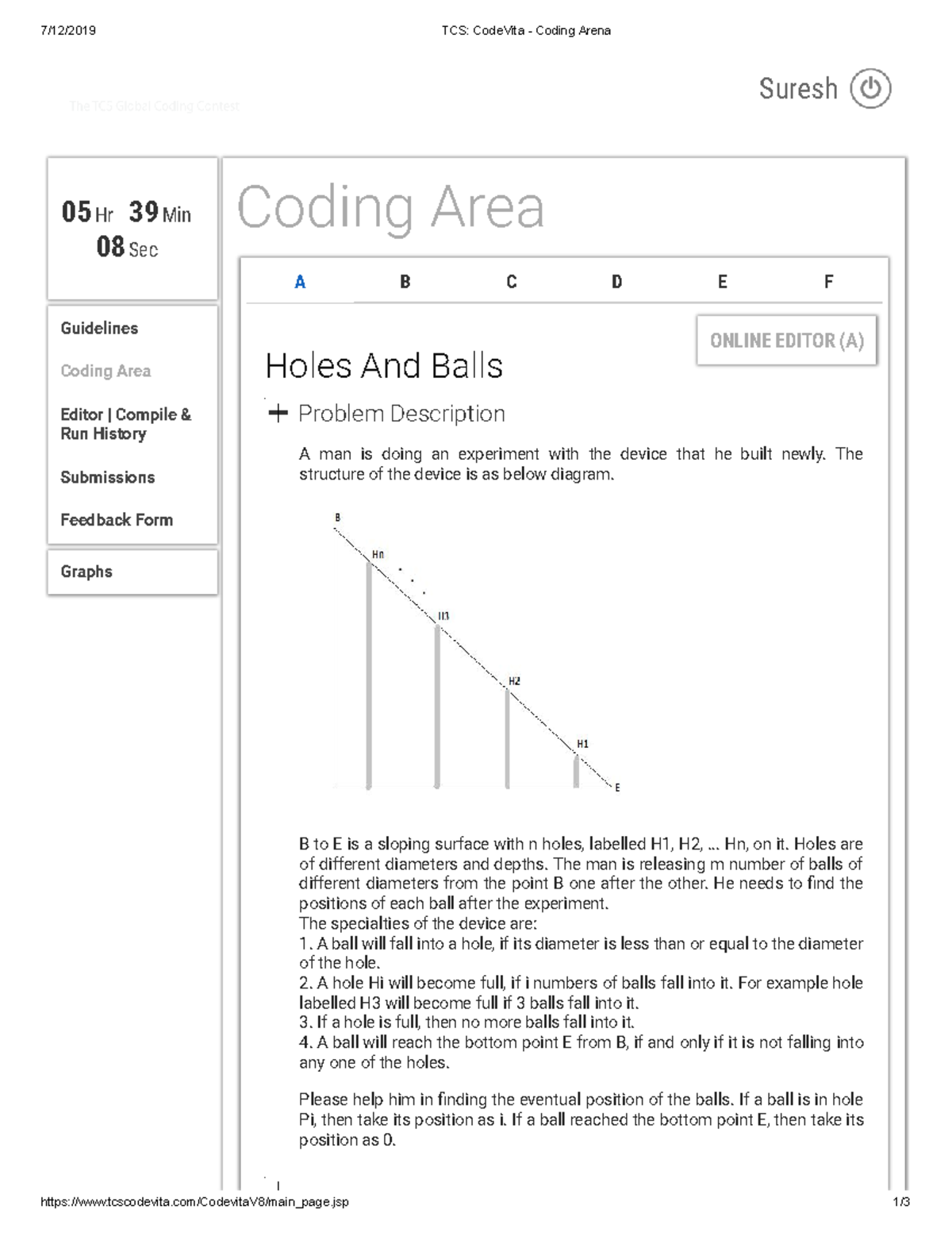TCS: CodeVita Coding Arena - Holes and Balls Problem Solution - Studocu