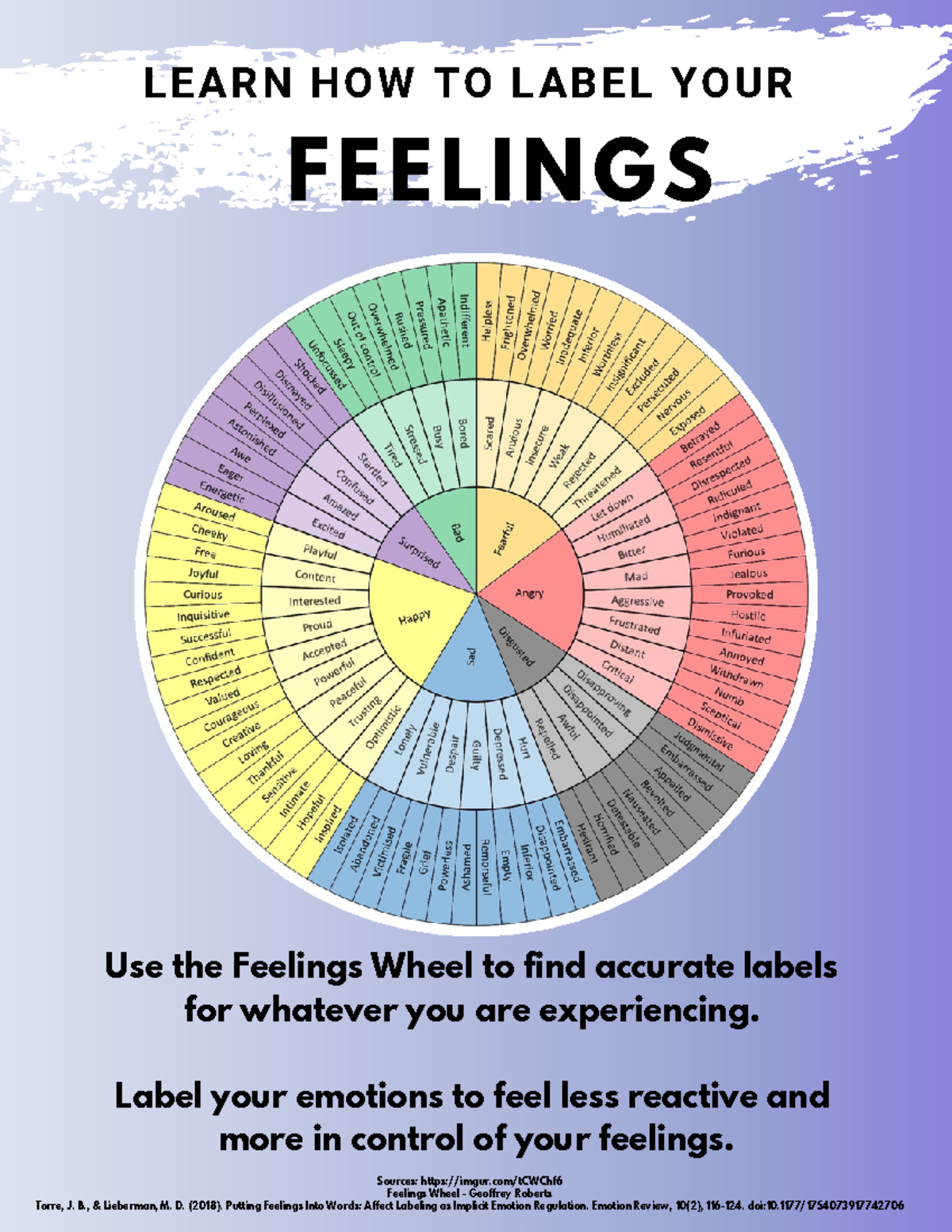 Feelings Wheel - Tâm lý học đại cương - Label your emotions to feel ...