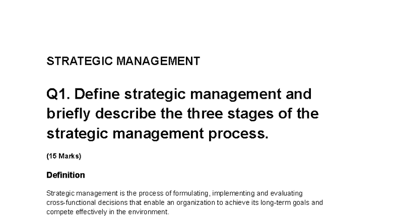 Strategic Management - Key Concepts and Five Forces Analysis - Studocu