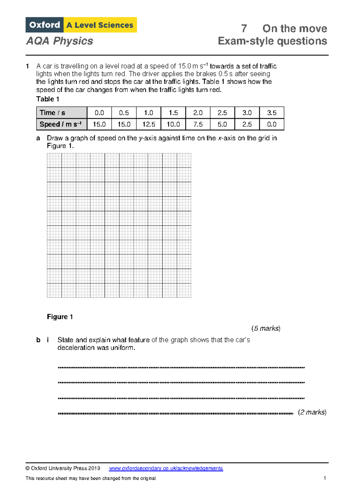 AQA PHYA2 Exam-Style Questions on Mechanics and Motion - Document Preview