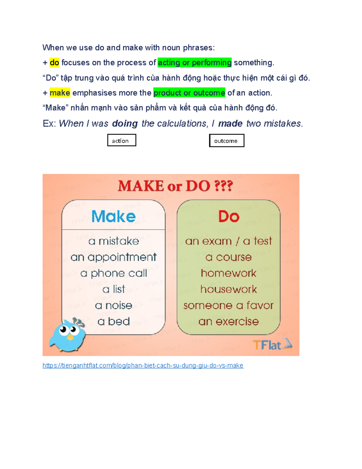 Make or Do: Understanding Usage with Noun Phrases - Studocu