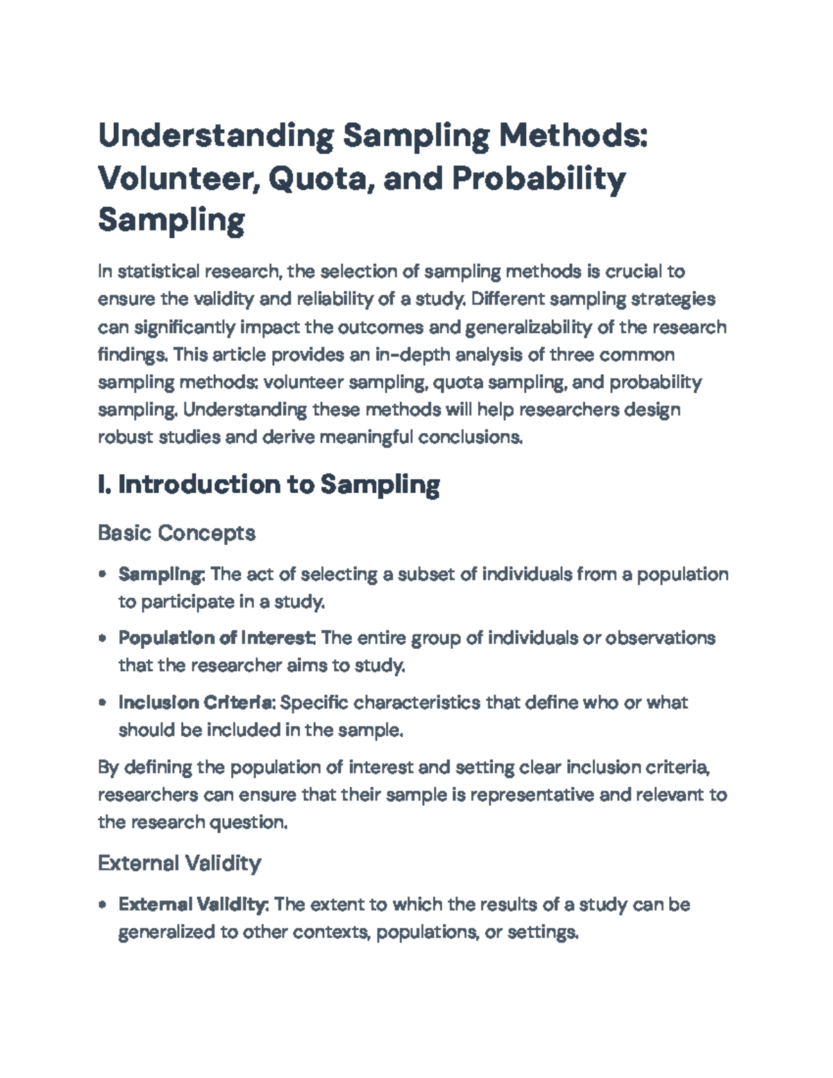 Understanding Volunteer, Quota, and Probability Sampling Methods ...