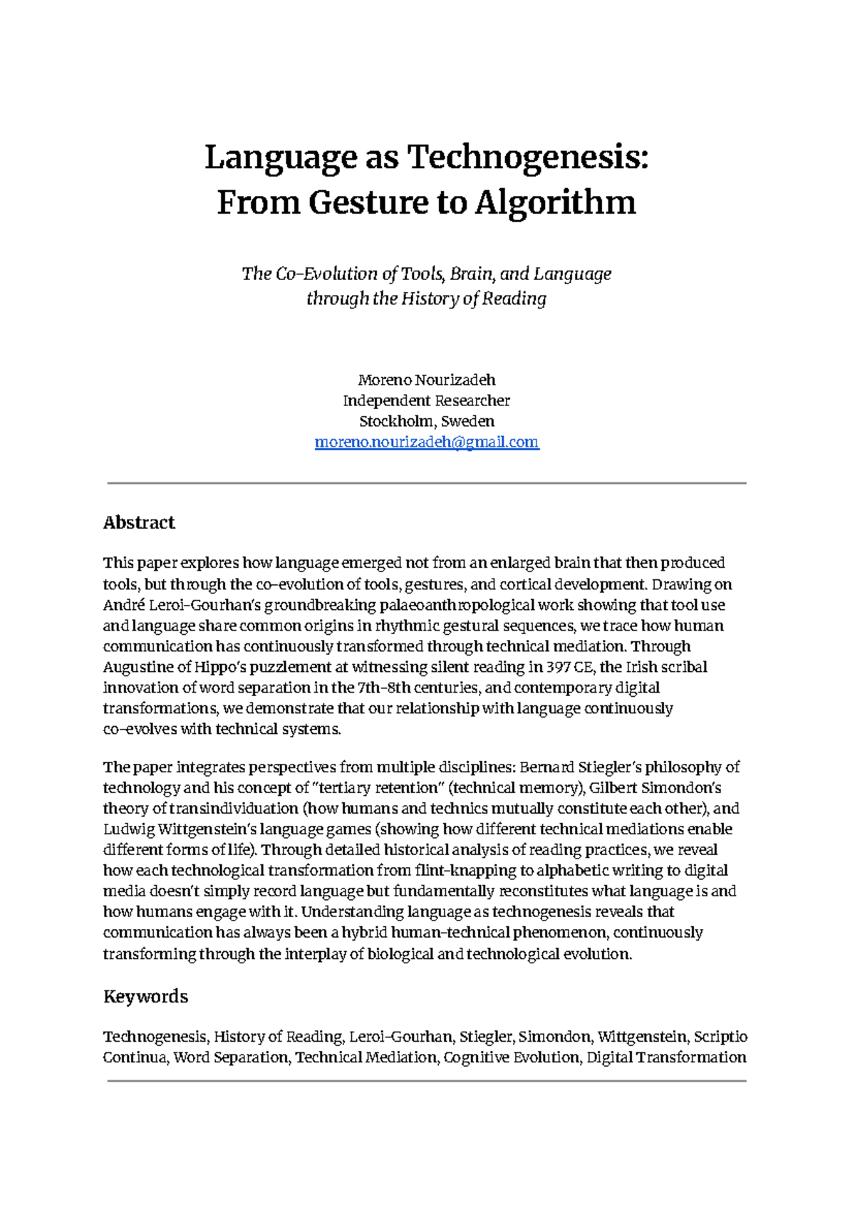 Language as Technogenesis: Tools, Brain, and Reading History ...