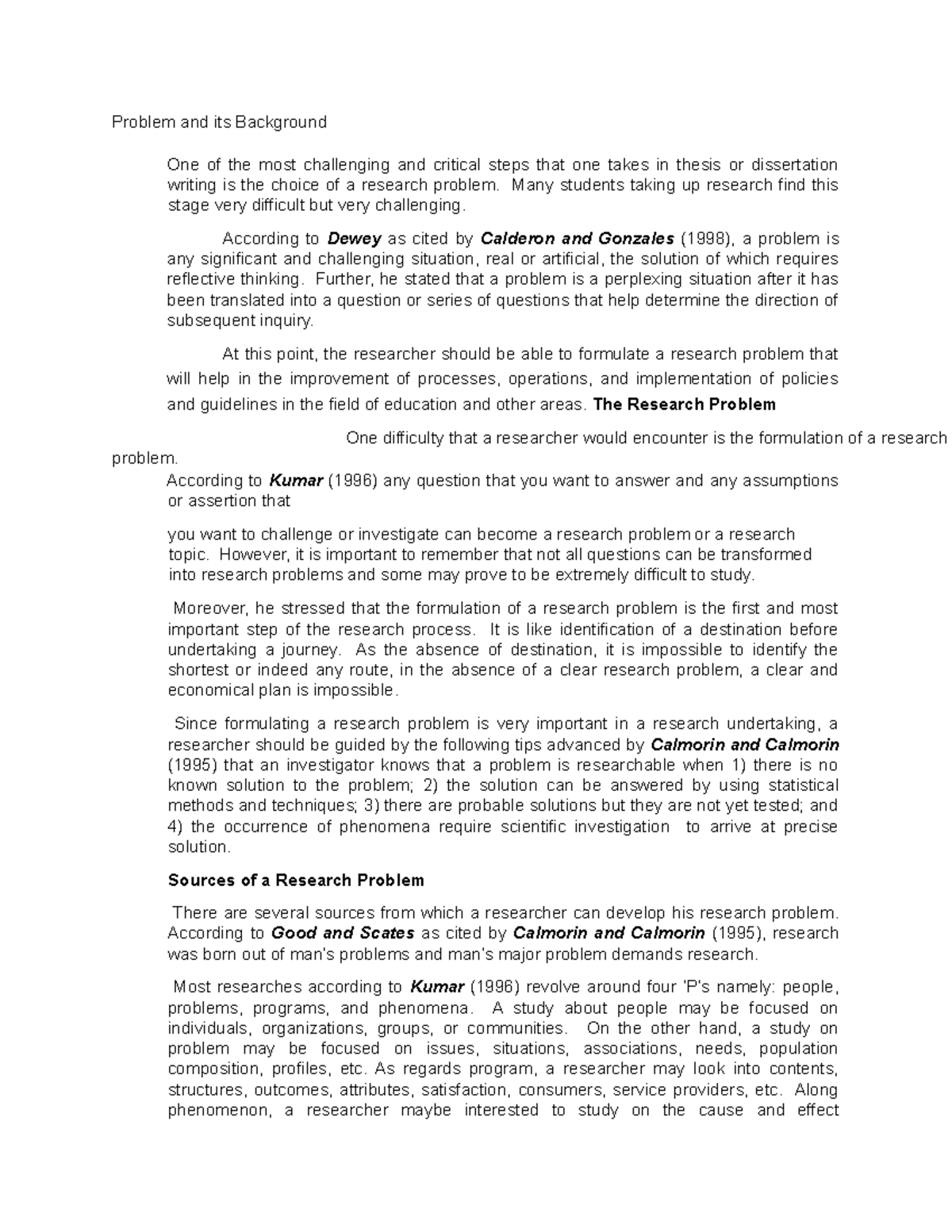 Problem and its Background - Many students taking up research find this ...