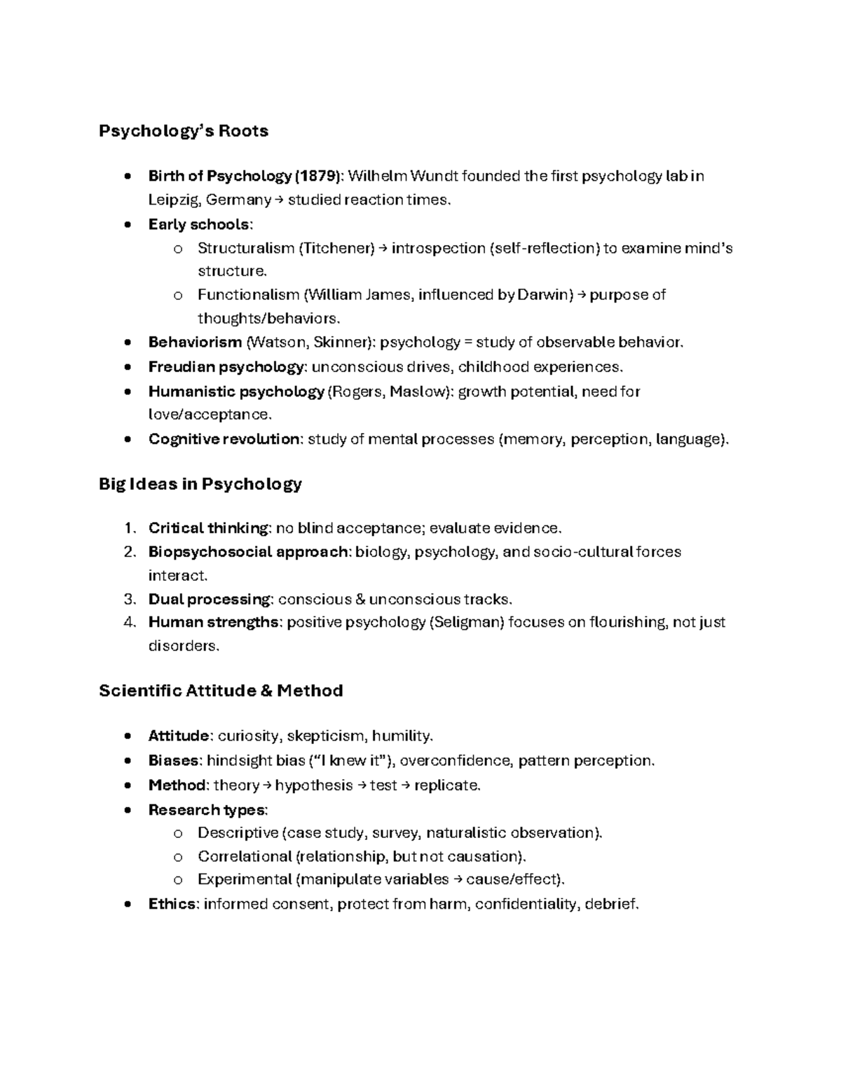 Psychology Foundations: Key Concepts & Biological Insights (Modules 4 ...