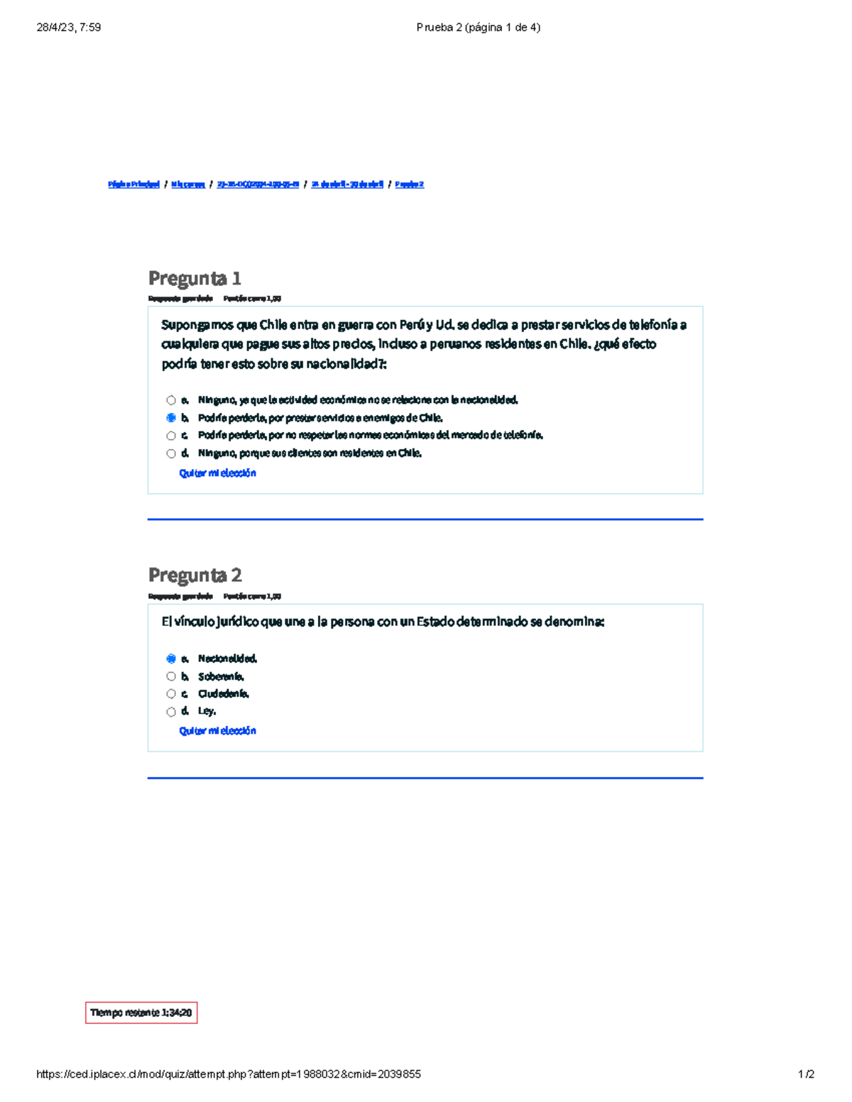 Prueba 2 de Derecho Constitucional 1 - 23-1B-DCO2004-100-05-BI - Studocu
