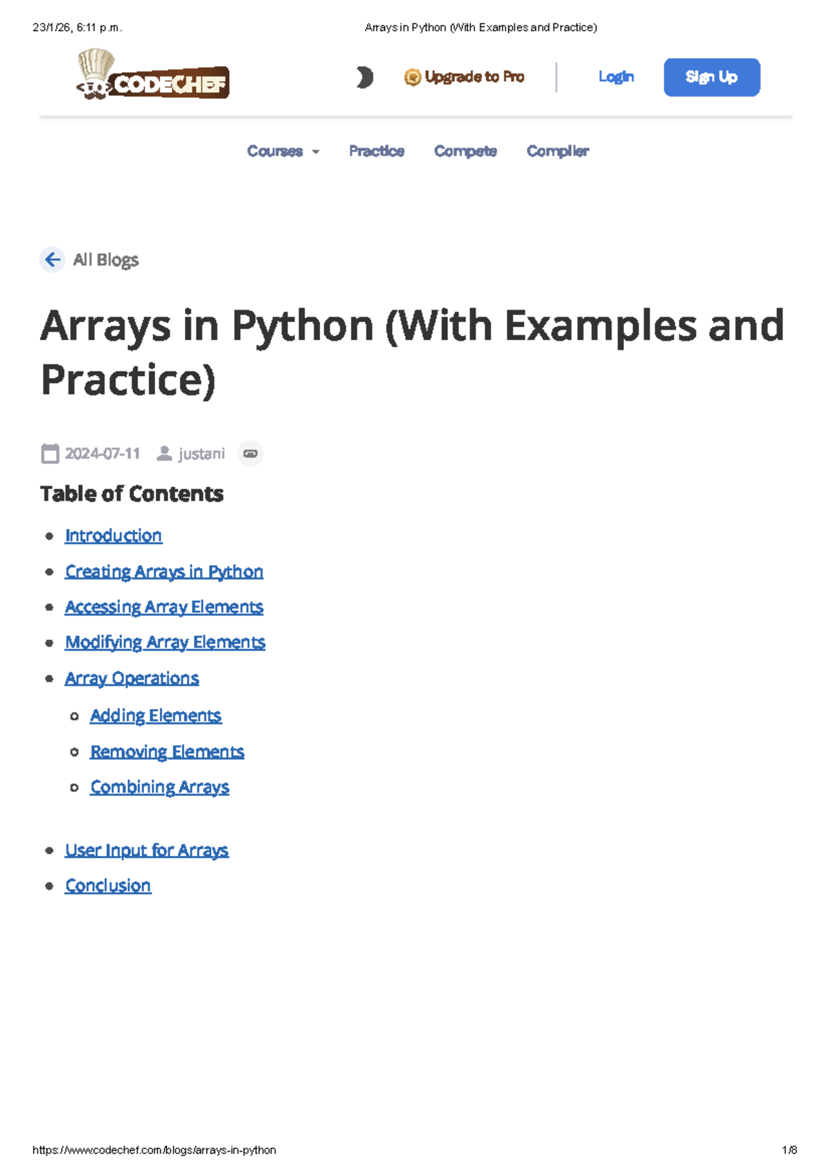 Arrays in Python (CS101: Lecture Notes with Examples) - Studocu