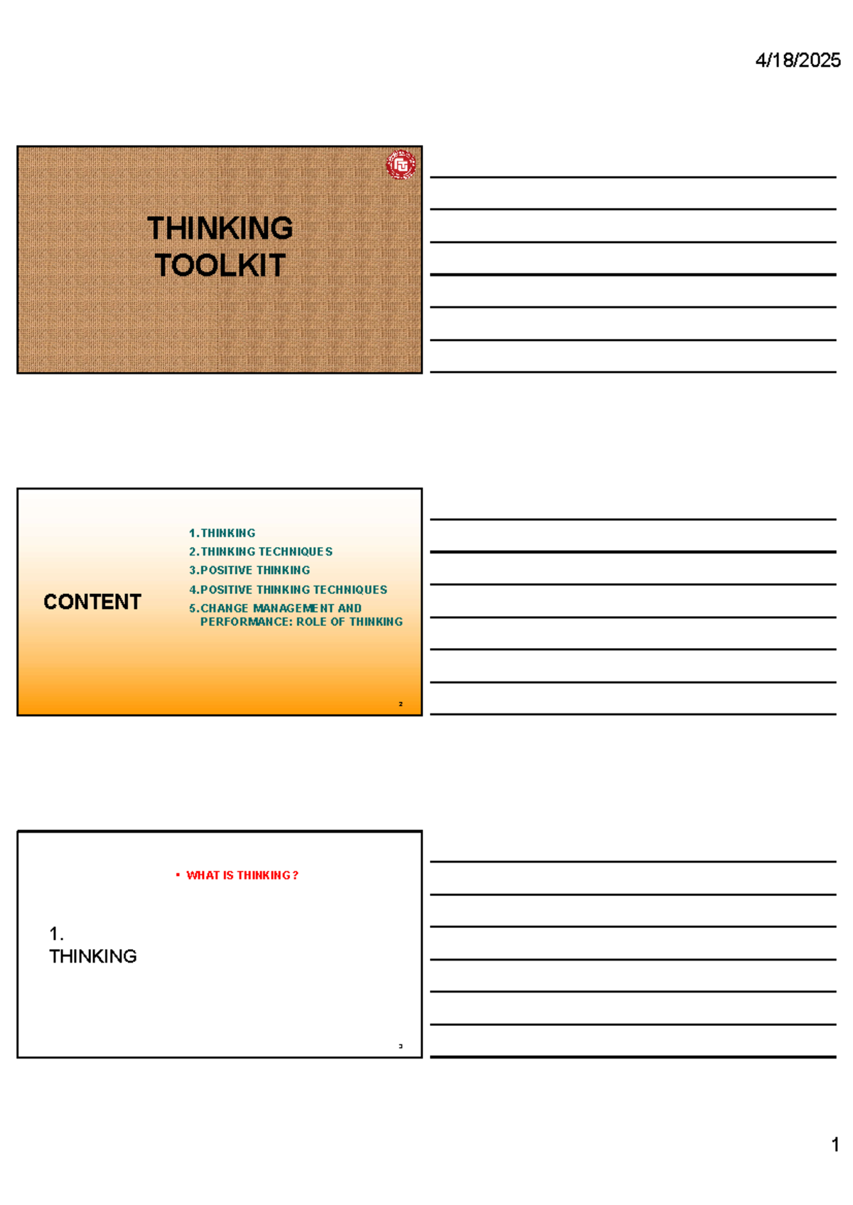 Thinking Toolkit 1: Critical Thinking Techniques and Strategies - Studocu