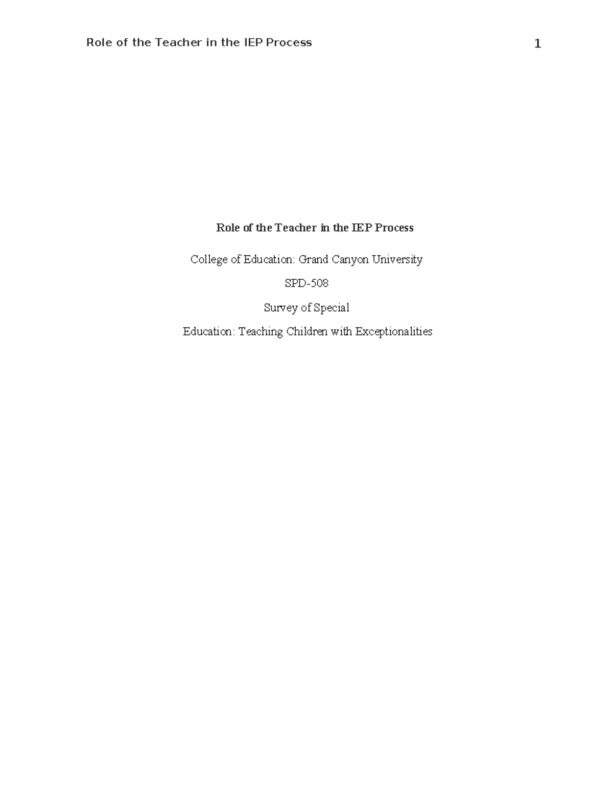 SPD- Survey of Special Education: Teacher's Role in the IEP Process ...