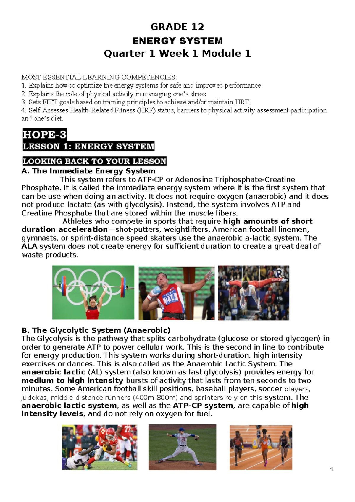 GRADE 12 ENERGY SYSTEMS Q1 W1 MODULE 1: ESSENTIAL LEARNING COMPETENCIES ...
