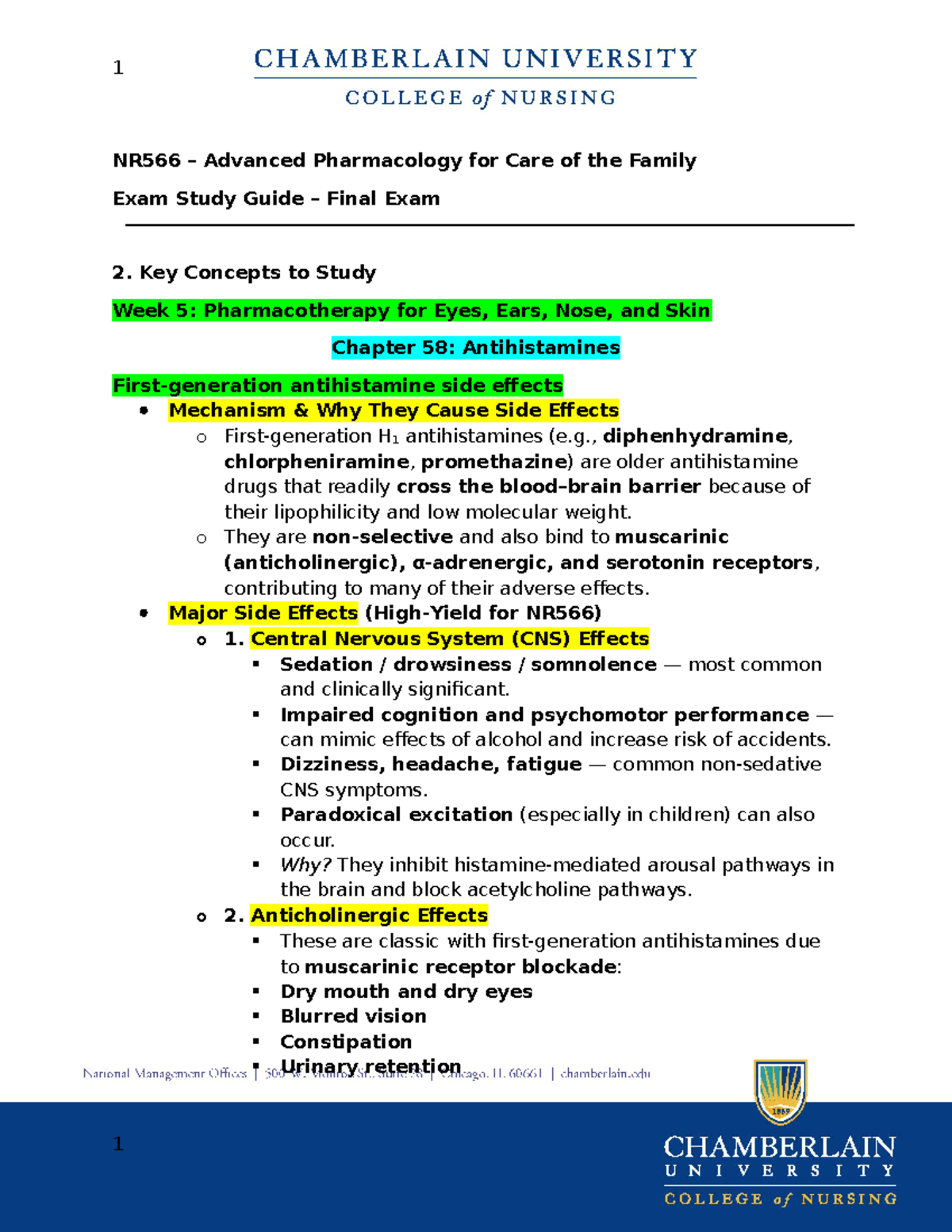 NR566 Advanced Pharmacology Final Exam Study Guide: Key Concepts Review ...
