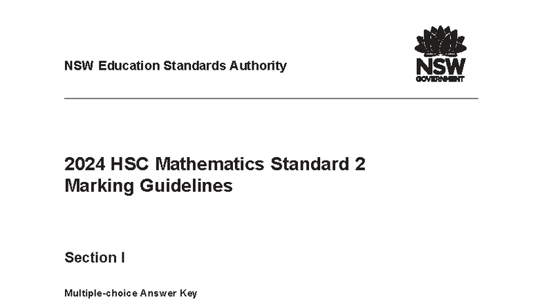 2024 HSC Mathematics Standard 2 Marking Guidelines - Studocu