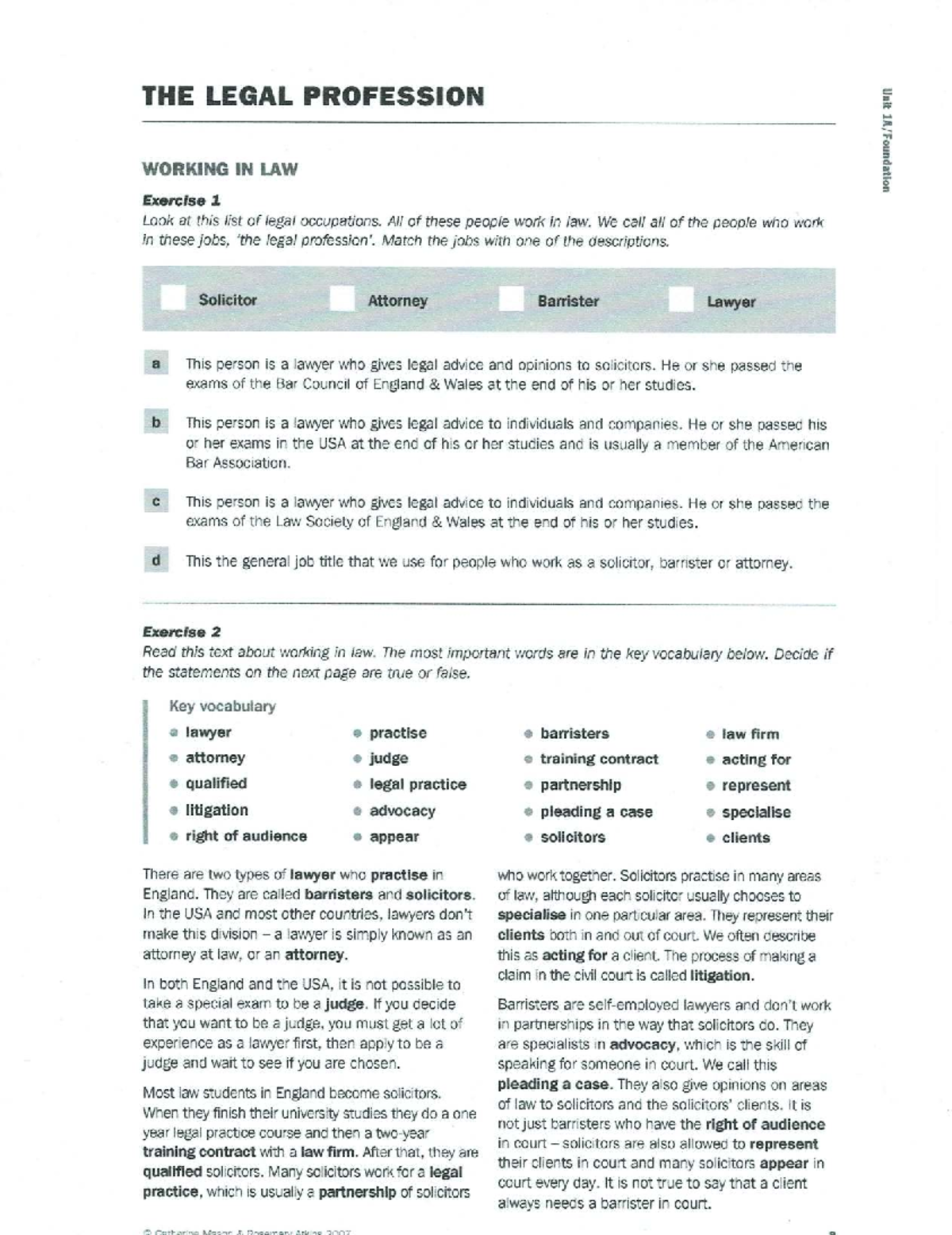 Legal Professions in Law: Unit Exercise 1 Overview - Studocu