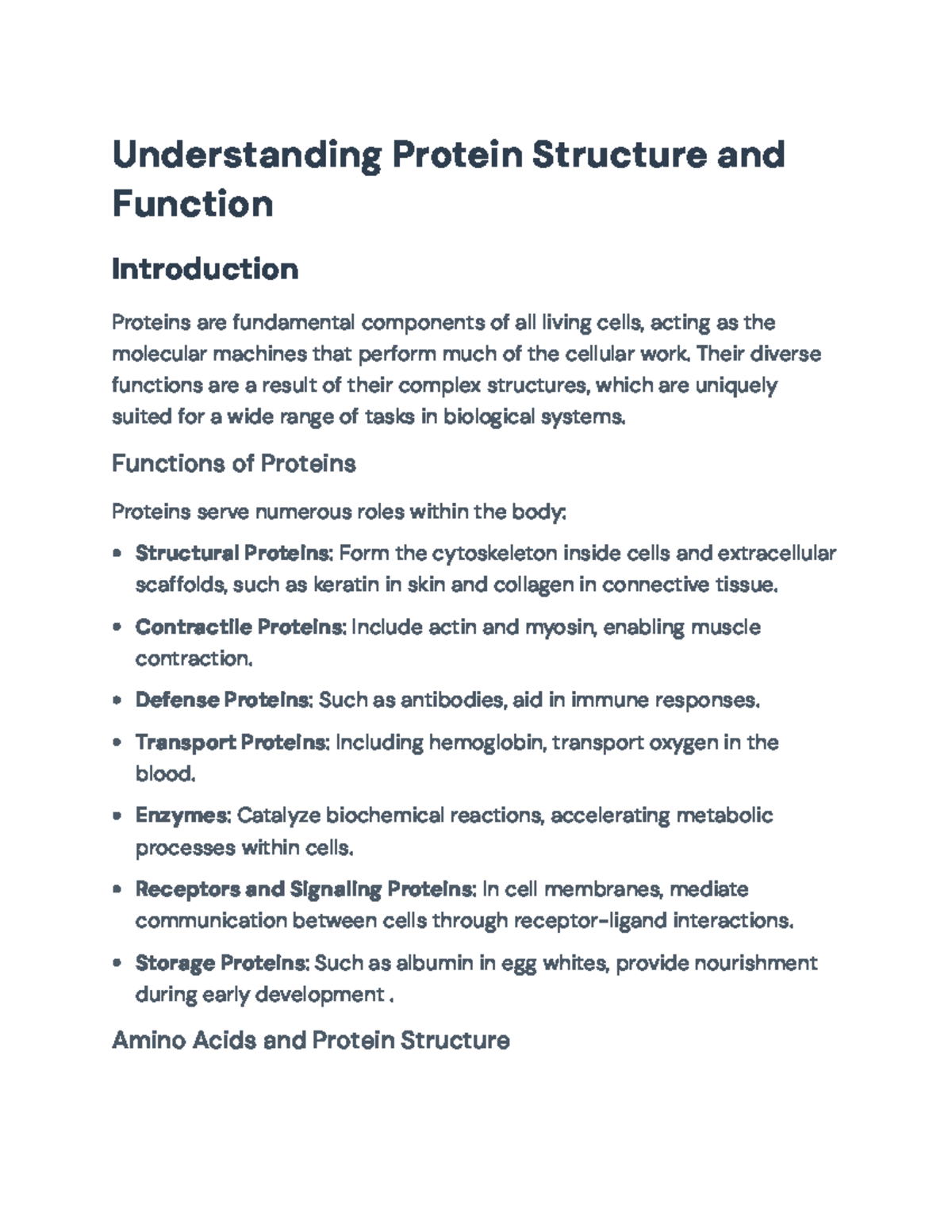 Understanding Protein Structure and Function in Biochemistry 101 ...