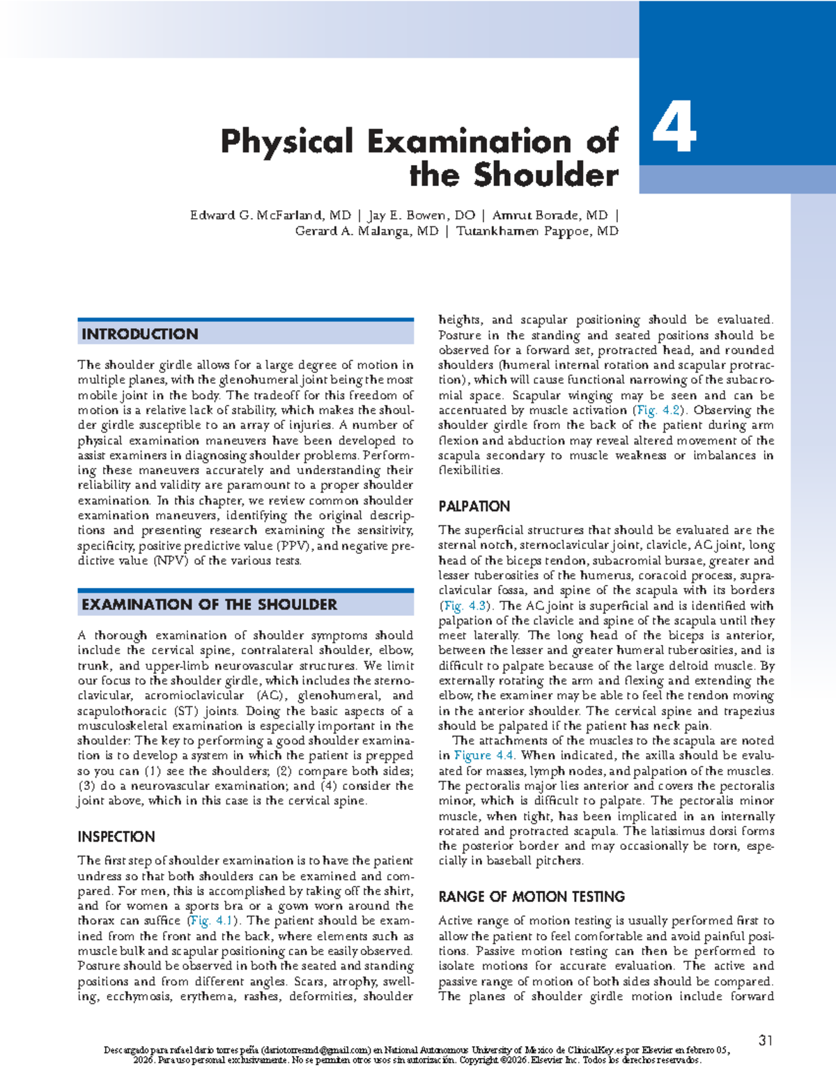 Physical Examination of the Shoulder: Techniques and Tests (MED 101 ...