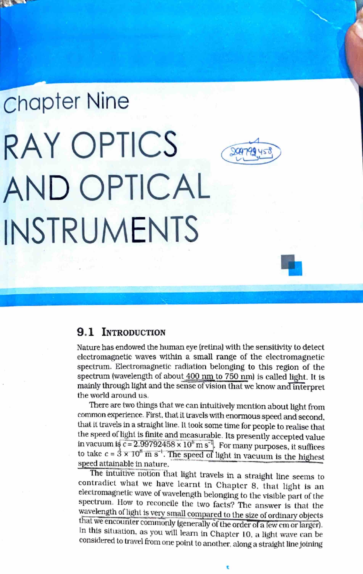 Ray Optics - Chapter Nine RAY OPTICS 299792458 AND OPTICAL INSTRUMENTS ...