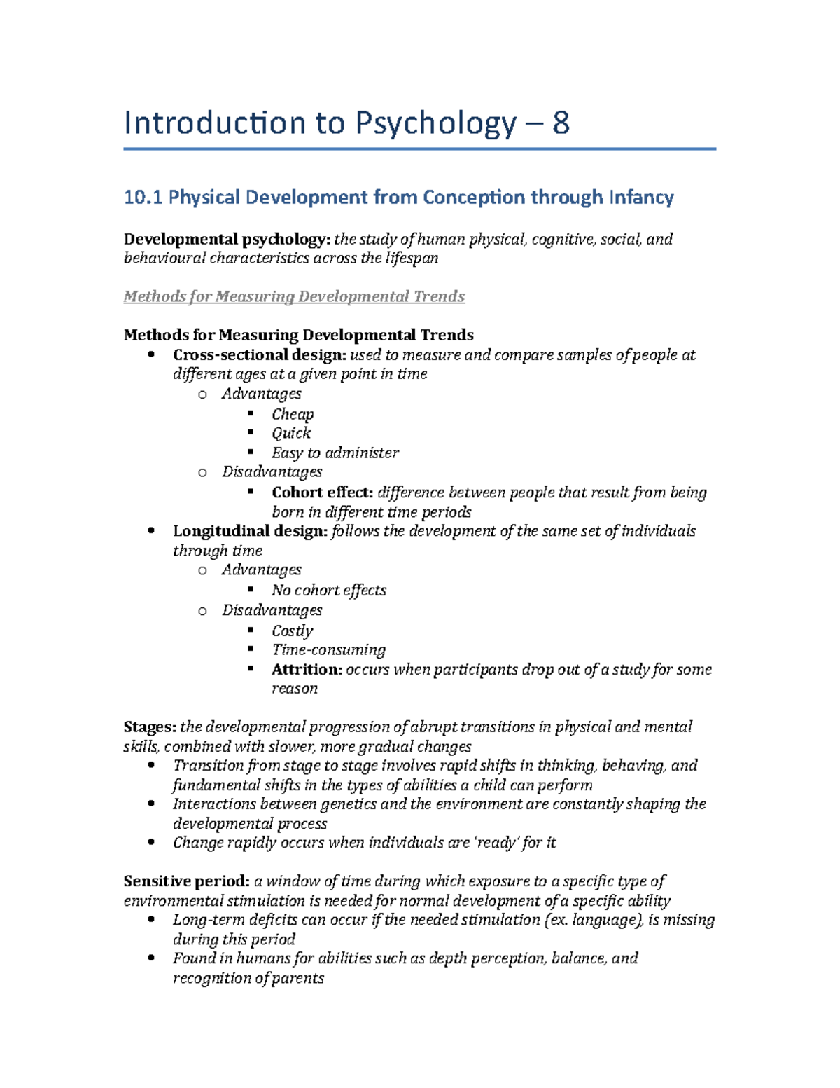 PSYC*1000-04 - Summary Introduction to Psychology SFW - Introduction to ...