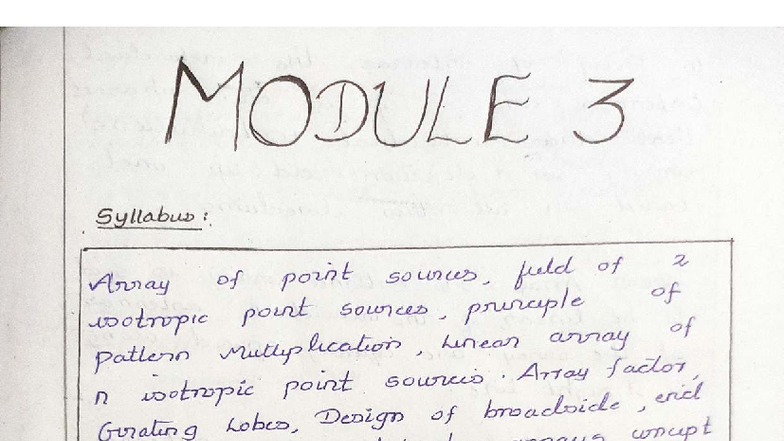 MWA MOD 3 Notes 📝 - MODULE 3 Syllabus: Array of point sources, feeld of ...