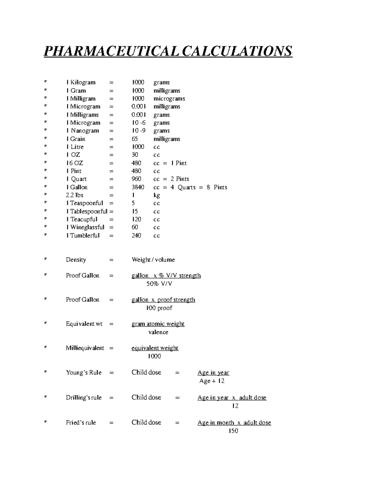 PHAR 101: Calculation Final Exam Practice Questions and Answers - Studocu