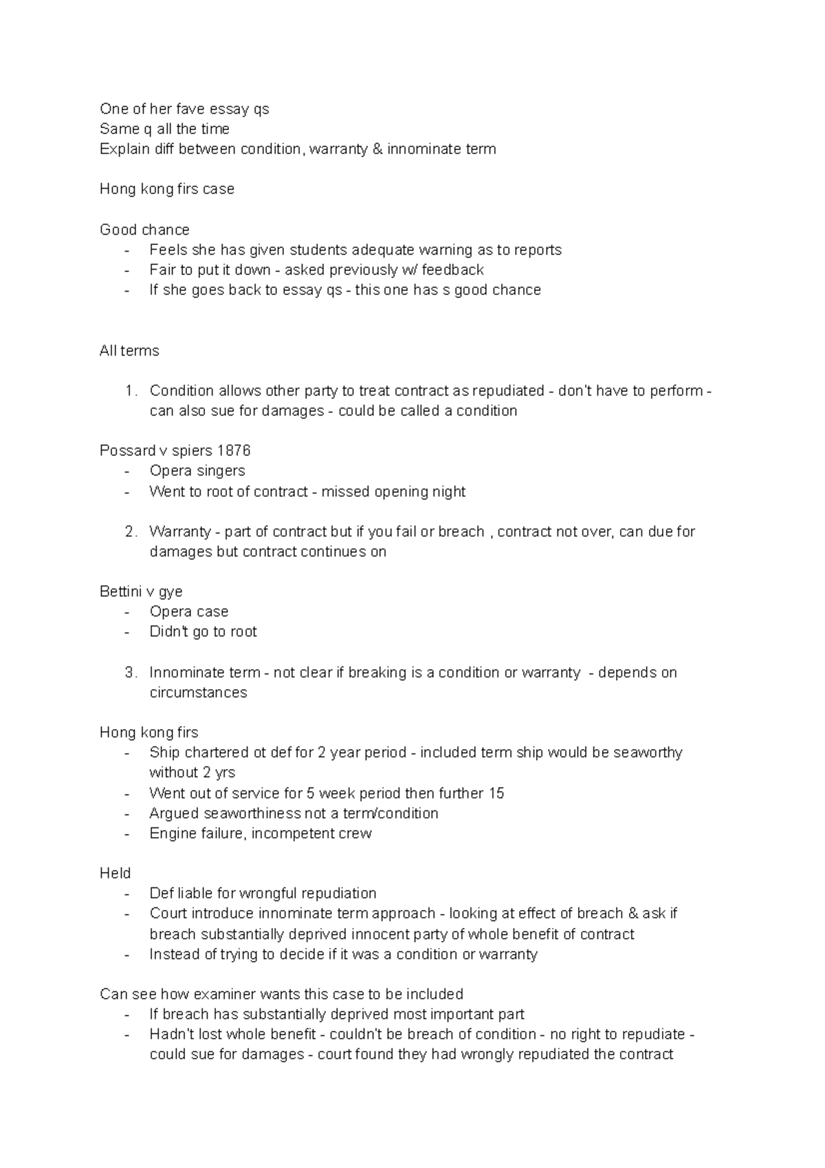 Innominate Terms: Key Cases & Insights - Notes & Sample Answer - Studocu