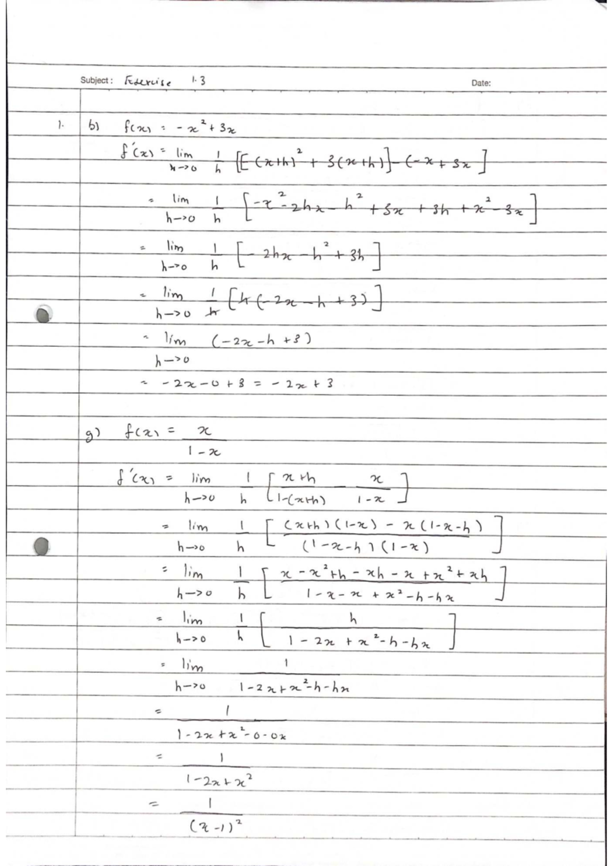 Math Tutorial Week 4: Federcise Exercises and Solutions - Studocu