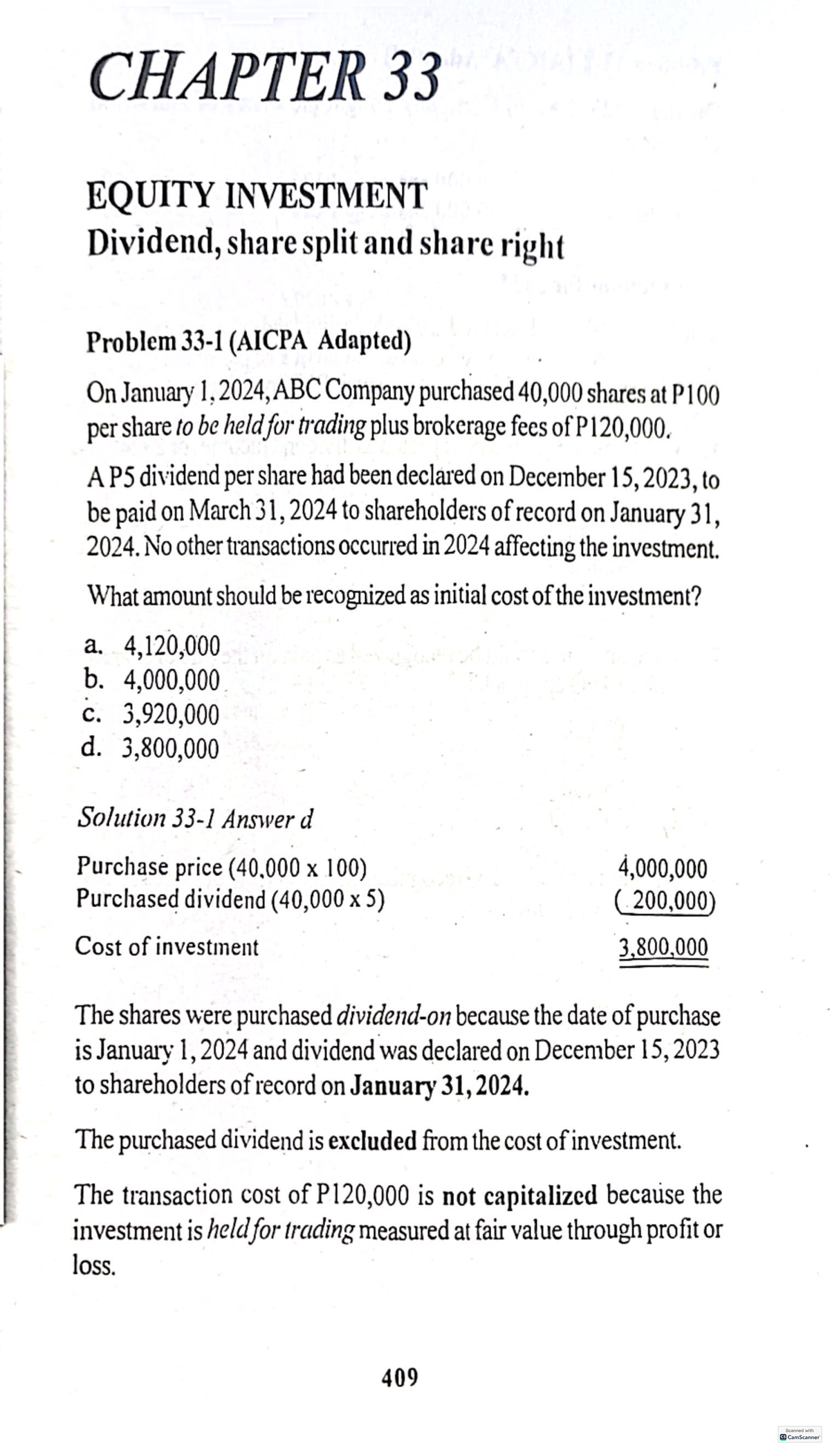 Equity Investment Solution Manual - CHAPTER 33 EQUITY INVESTMENT ...