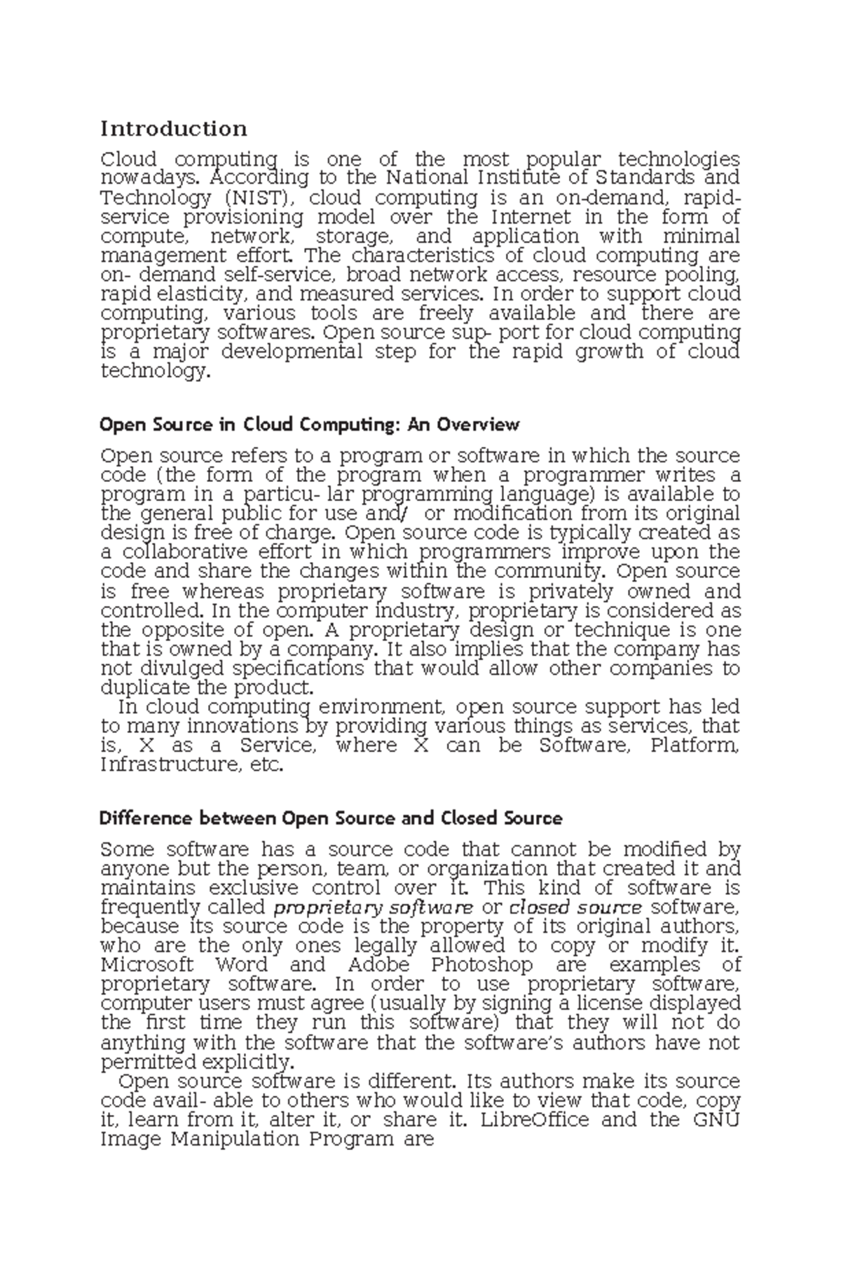 Open Source in Cloud Computing: An Overview (Unit 5 - CC) - Studocu