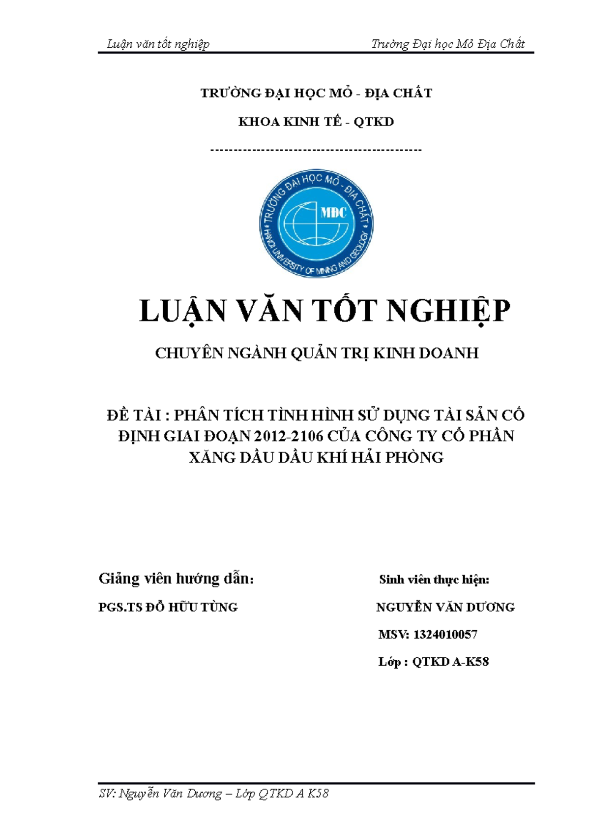Phân Tích Tình Hình Sử Dụng TSCĐ Giai Đoạn 2012-2016 CT Xăng Dầu HP - Document Preview