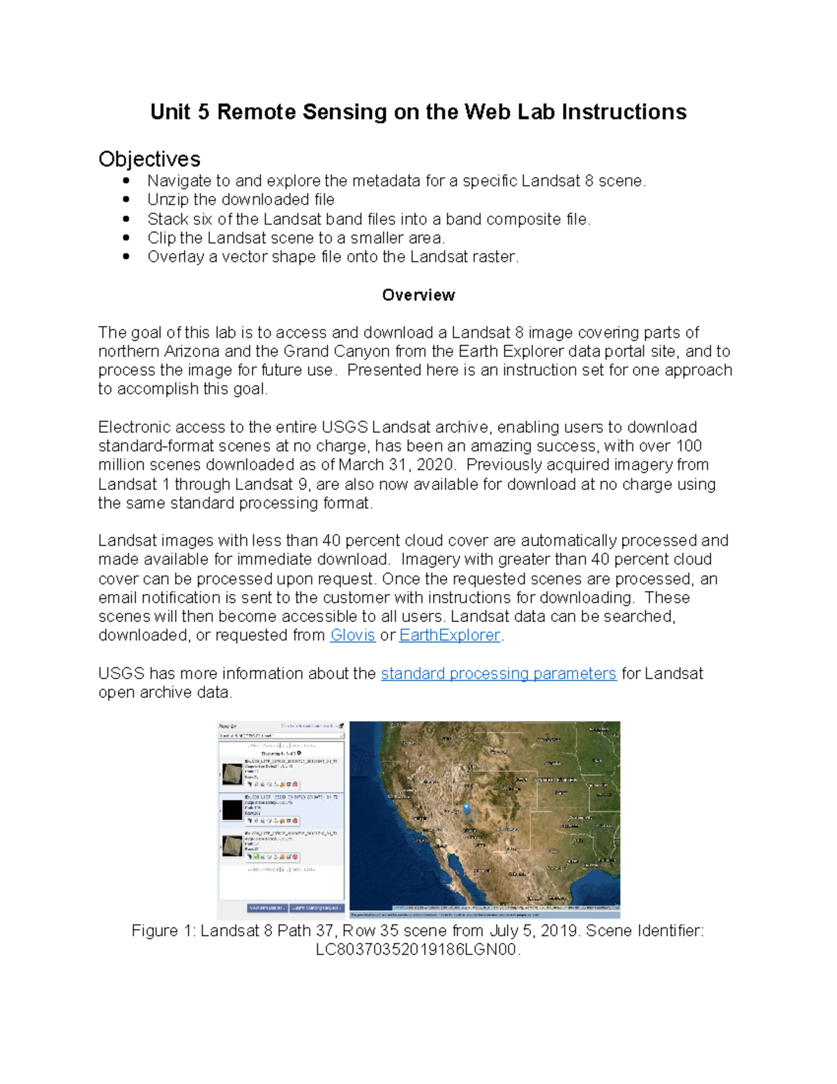 Unit 5 Lab Instructions: Remote Sensing with Landsat 8 Data - Studocu