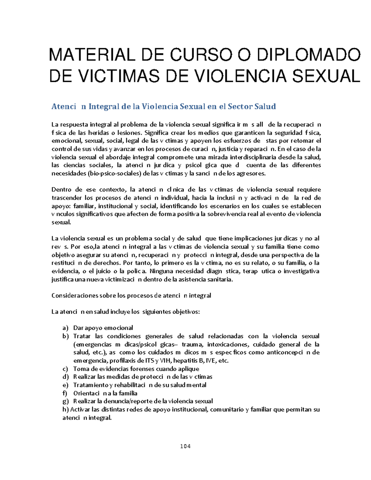 Atención Integral de la Violencia Sexual en el Sector Salud - ESO - Studocu