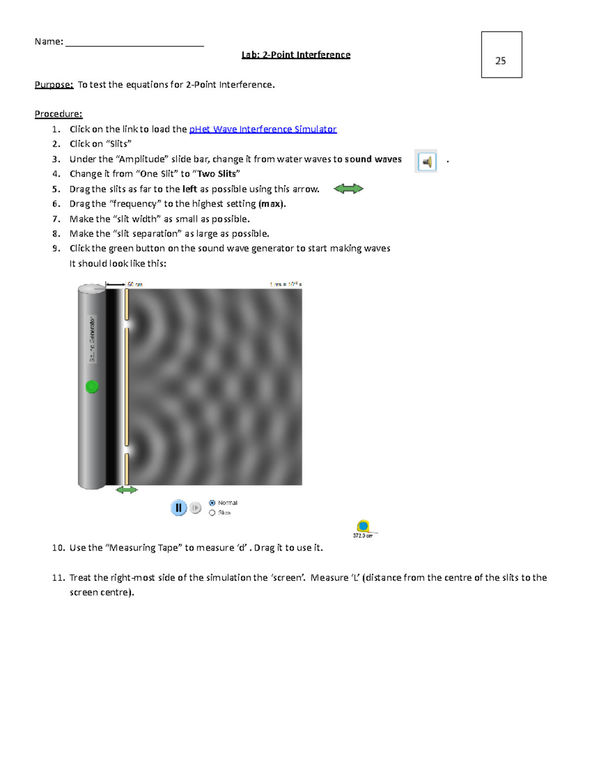 Lab: PHET 2-Point Interference Experiment Instructions and Analysis ...
