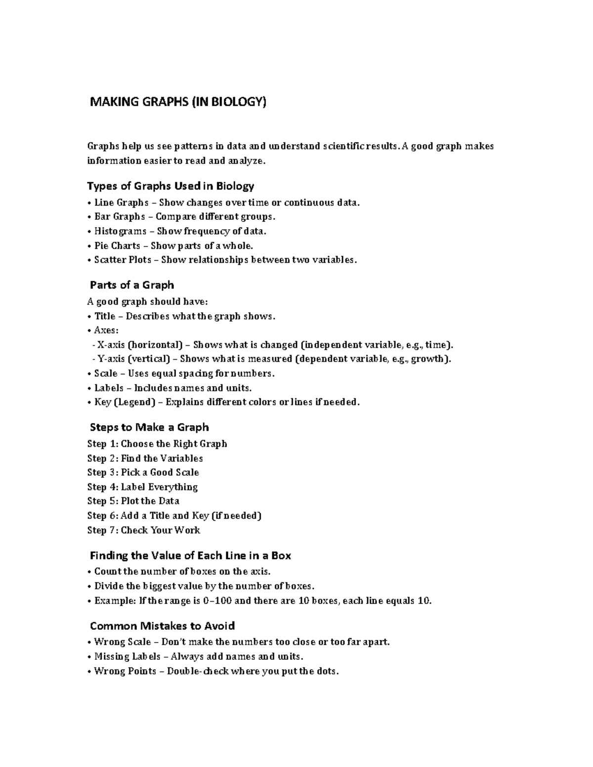 Creating Graphs Biology - MAKING GRAPHS (IN BIOLOGY) Graphs help us see ...